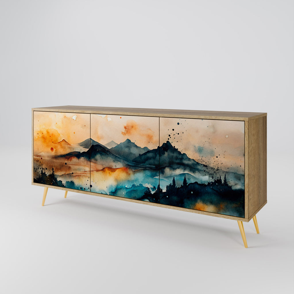 OMINOUS MOUNTAINS Sideboard mit 3 Türen in Eichenoptik