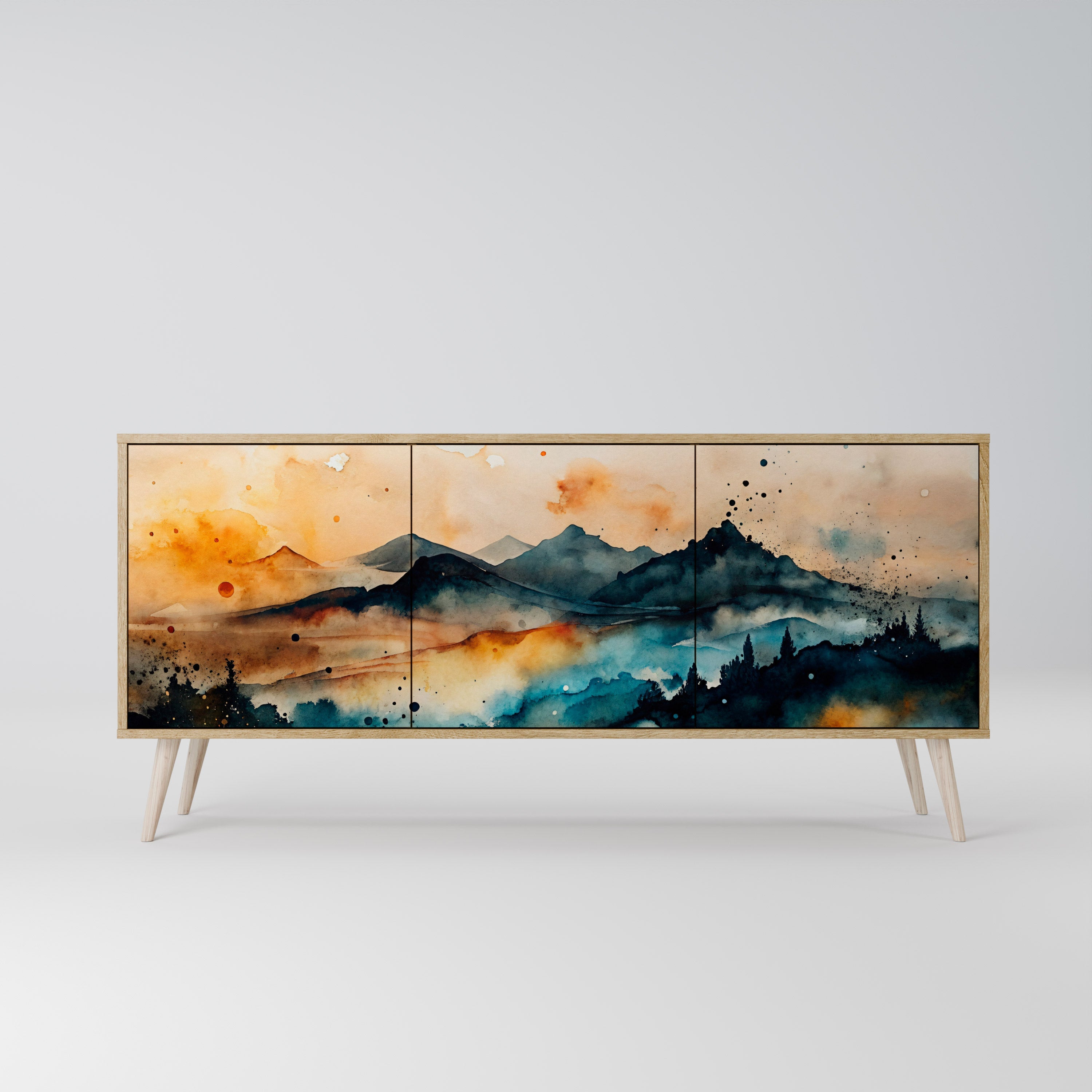 OMINOUS MOUNTAINS Sideboard mit 3 Türen in Eichenoptik