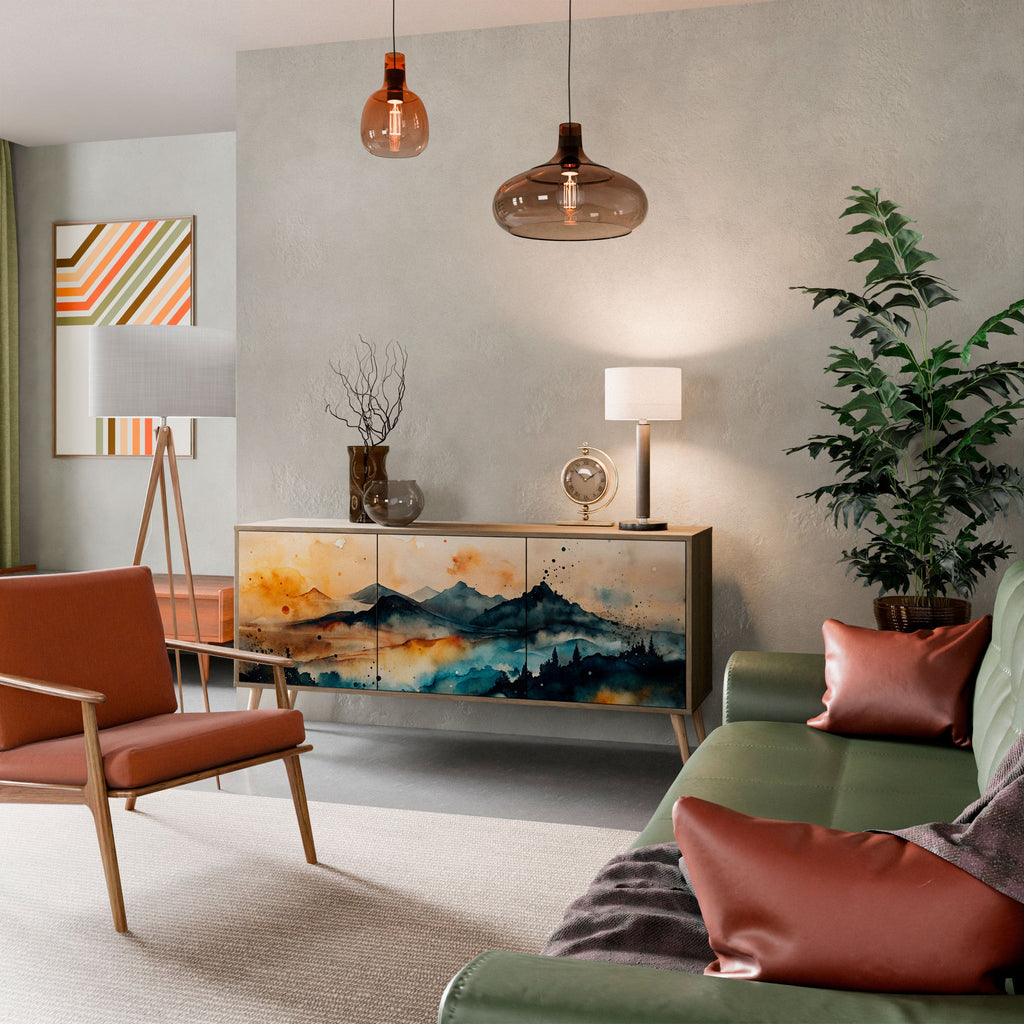 OMINOUS MOUNTAINS Sideboard mit 3 Türen in Eichenoptik