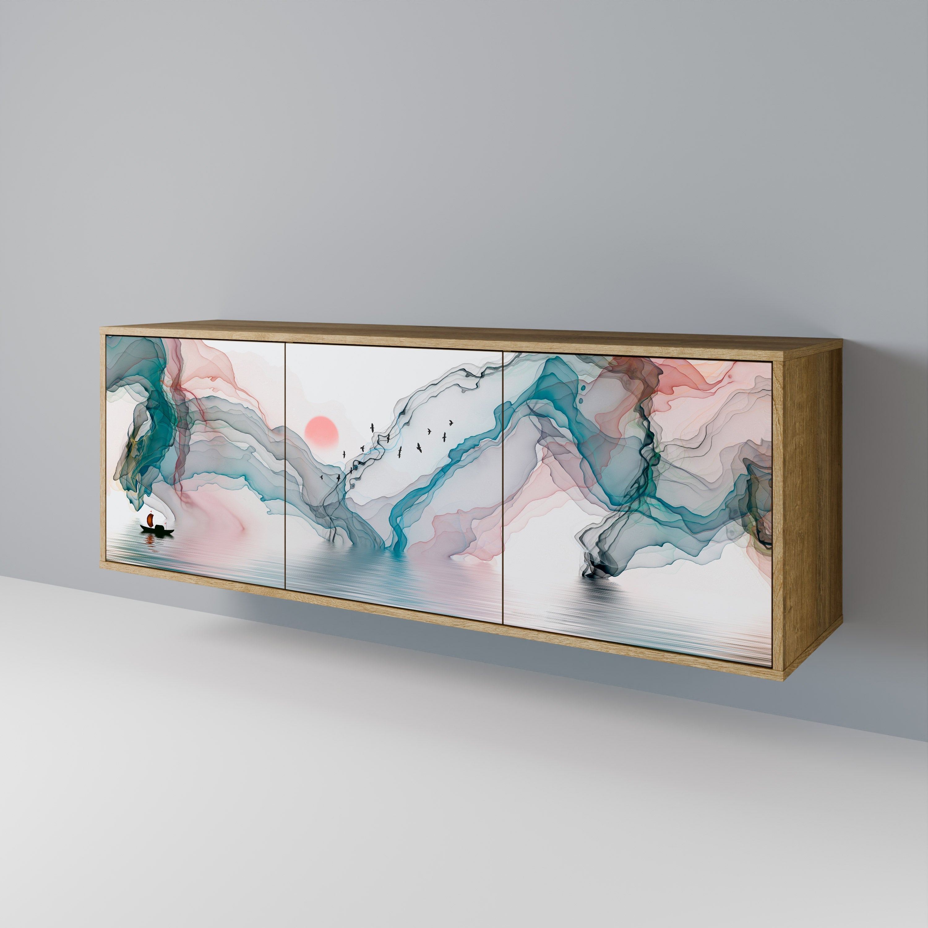 VELVET CROSSING 3-türiges Sideboard in Eichenoptik