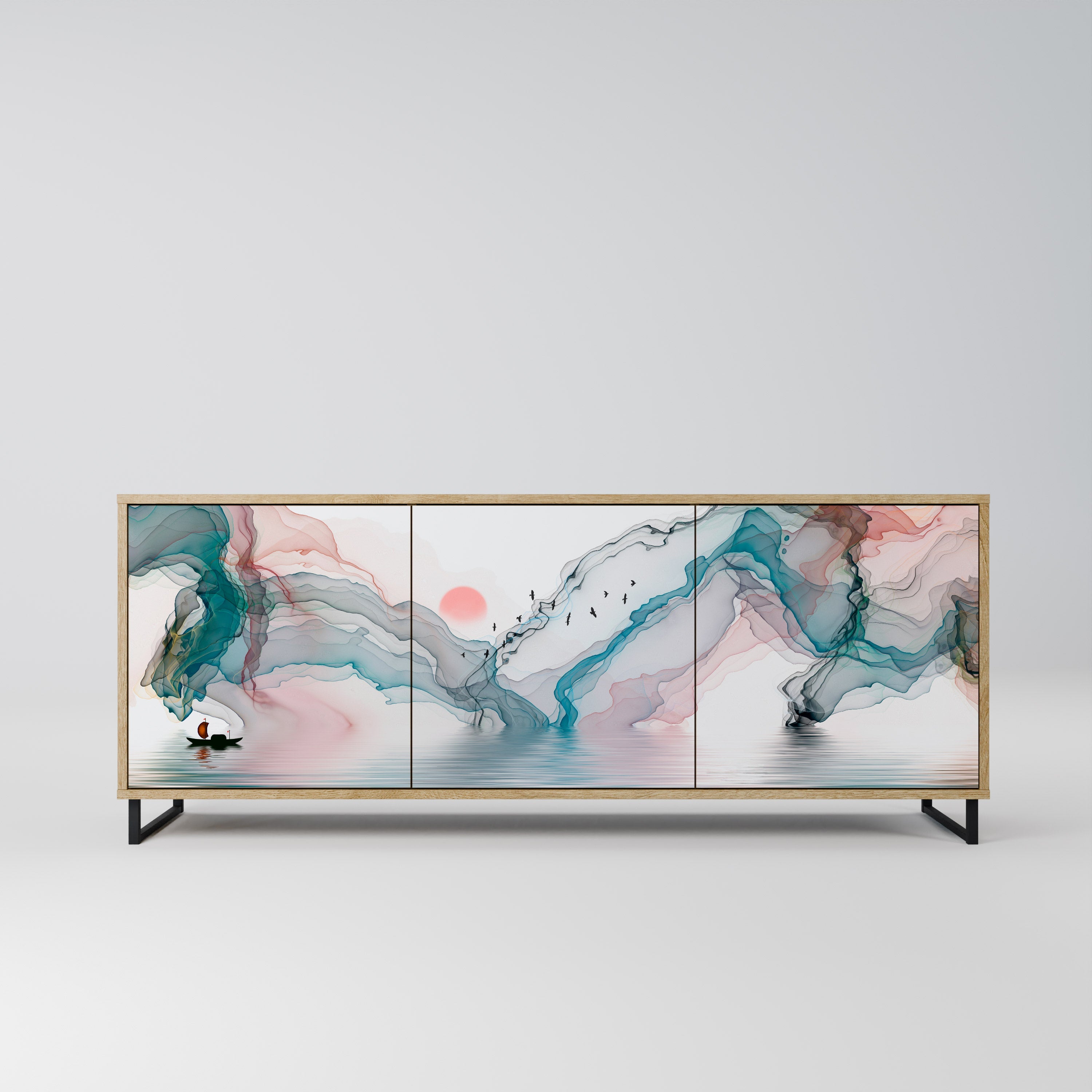 VELVET CROSSING 3-türiges Sideboard in Eichenoptik