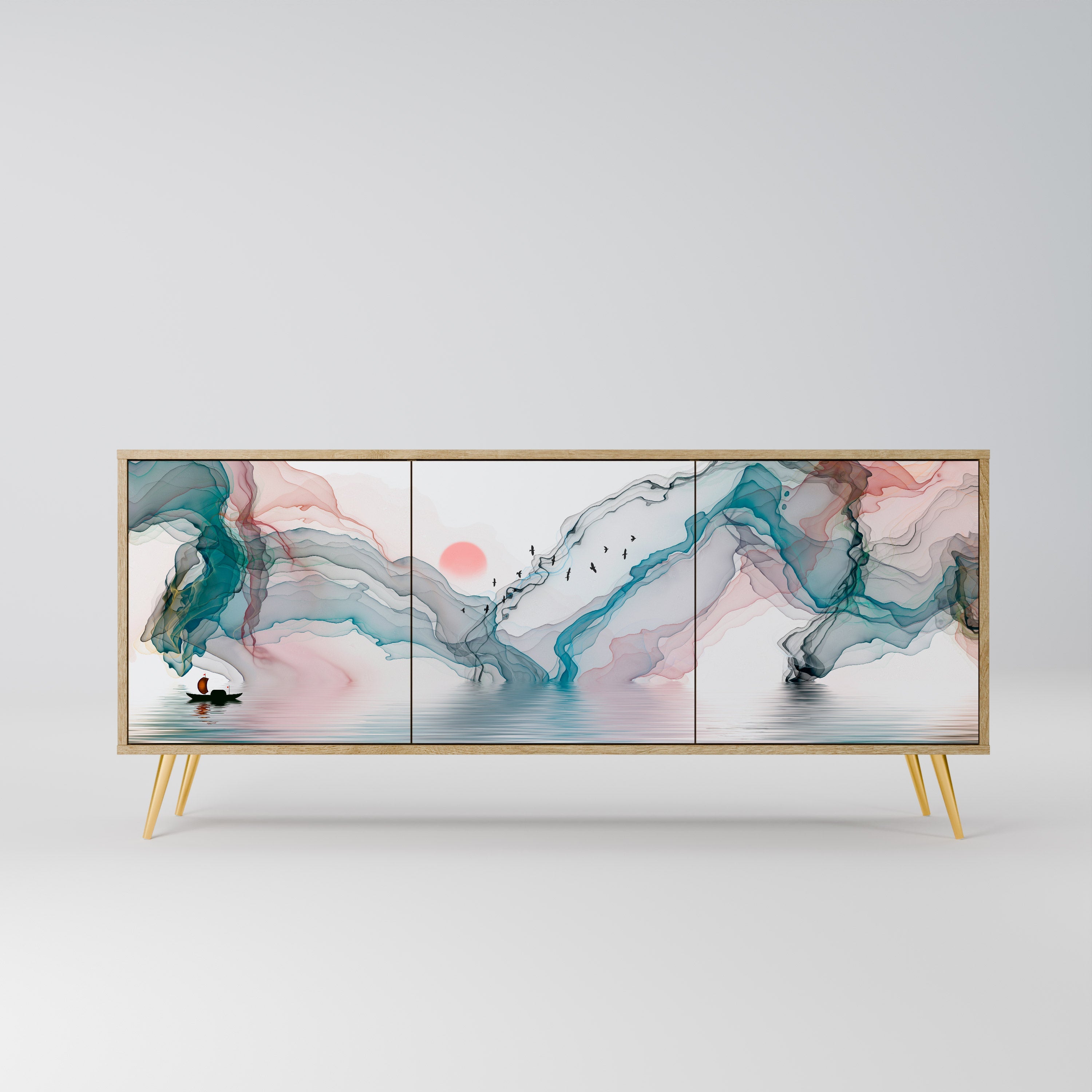 VELVET CROSSING 3-türiges Sideboard in Eichenoptik
