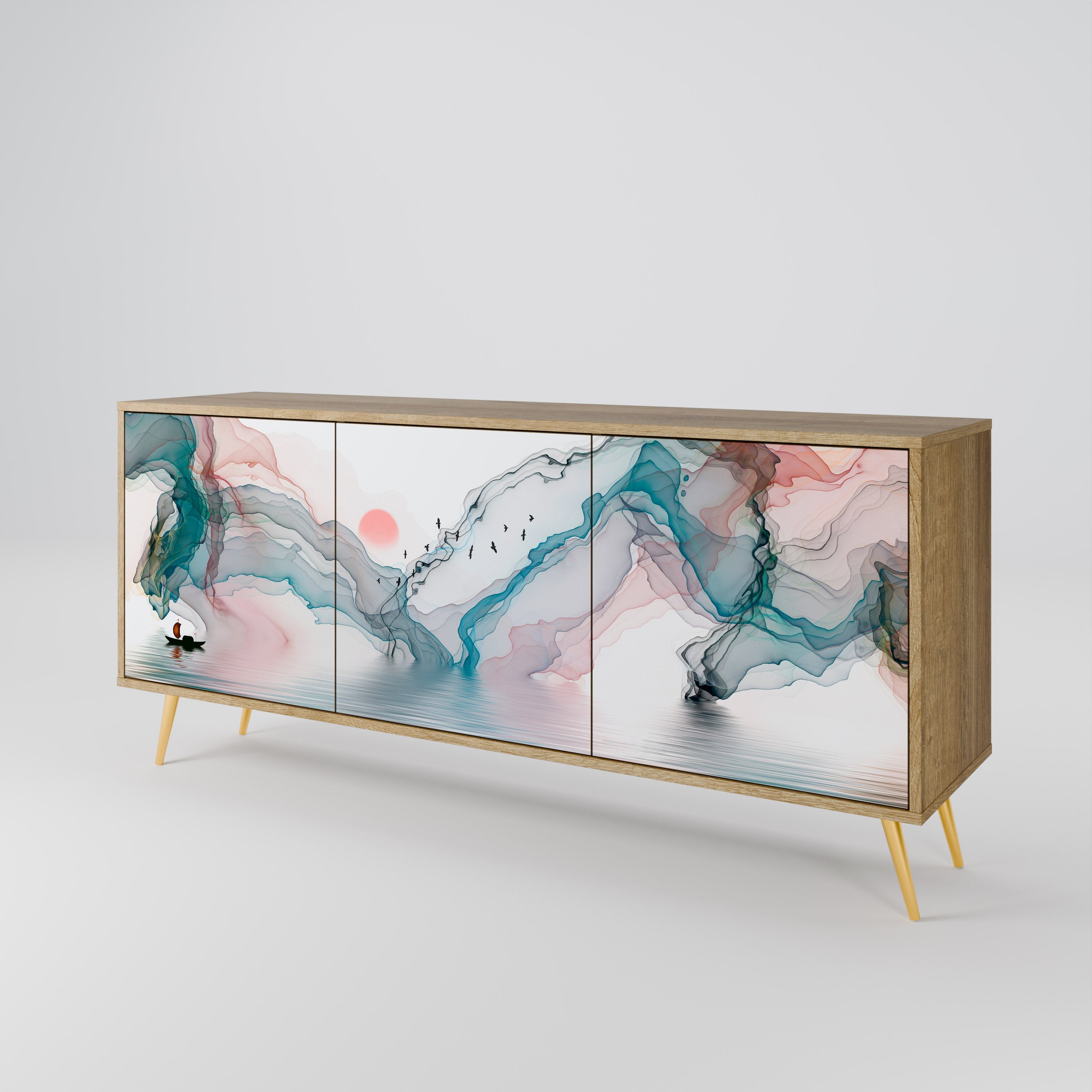 VELVET CROSSING 3-türiges Sideboard in Eichenoptik