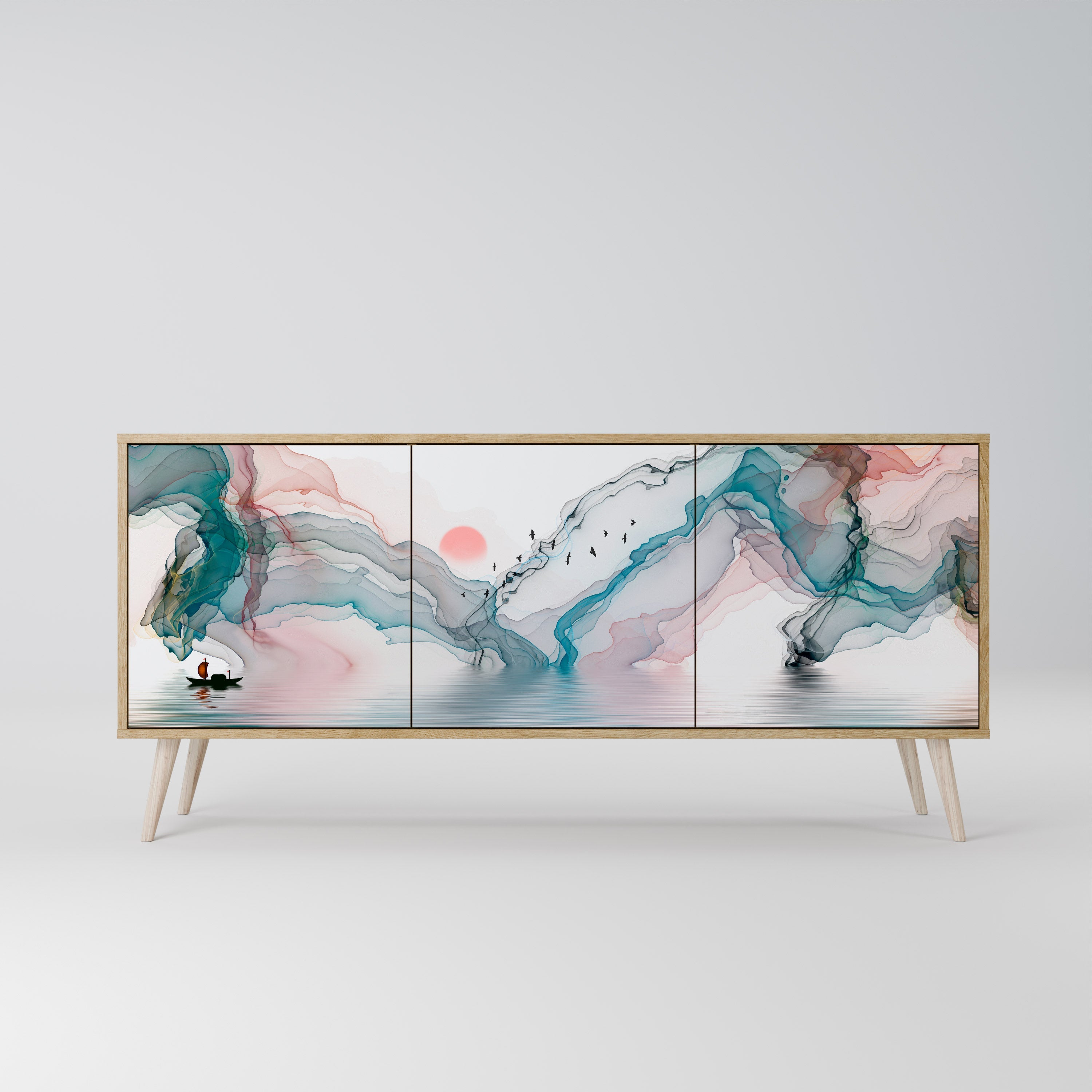 VELVET CROSSING 3-türiges Sideboard in Eichenoptik