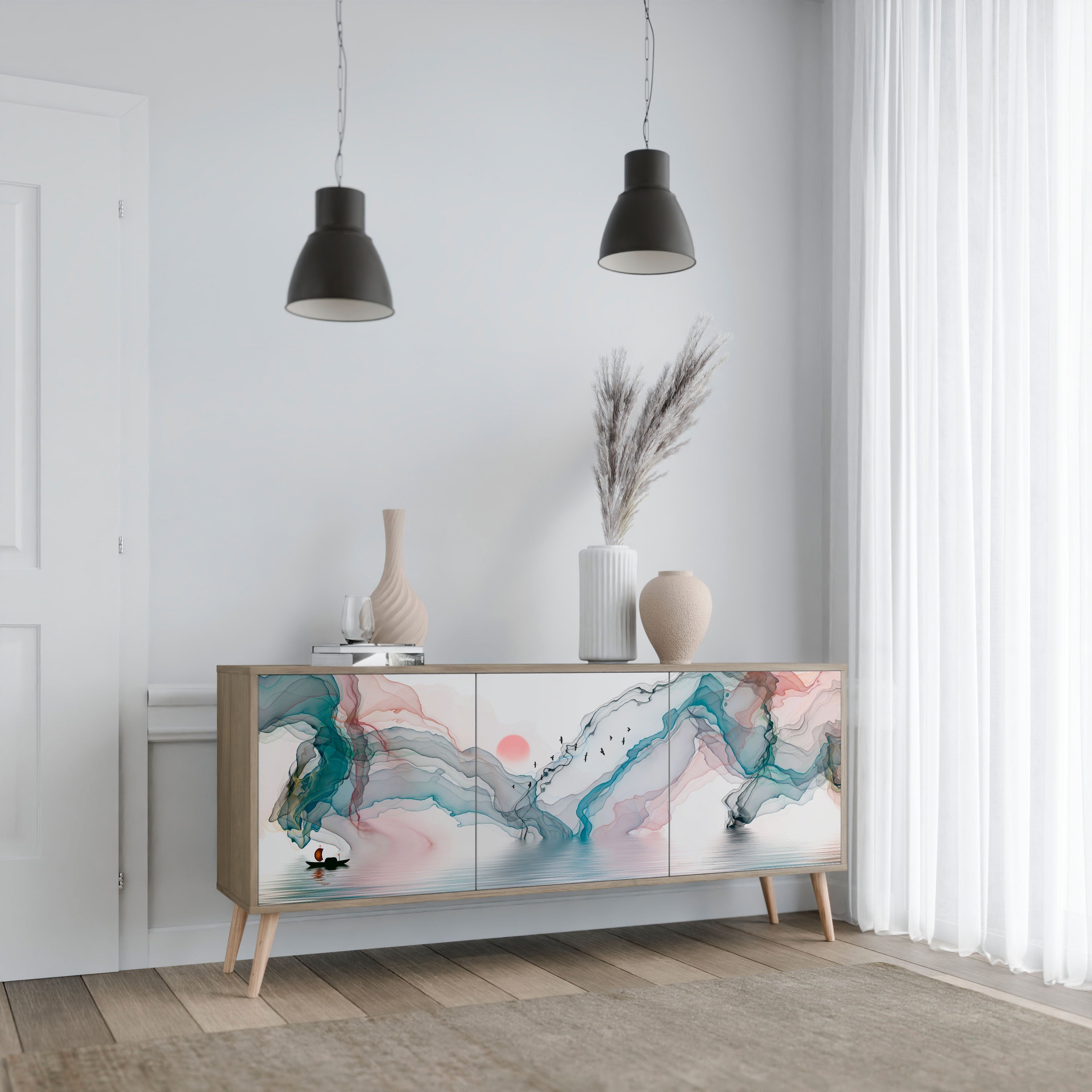 VELVET CROSSING 3-türiges Sideboard in Eichenoptik