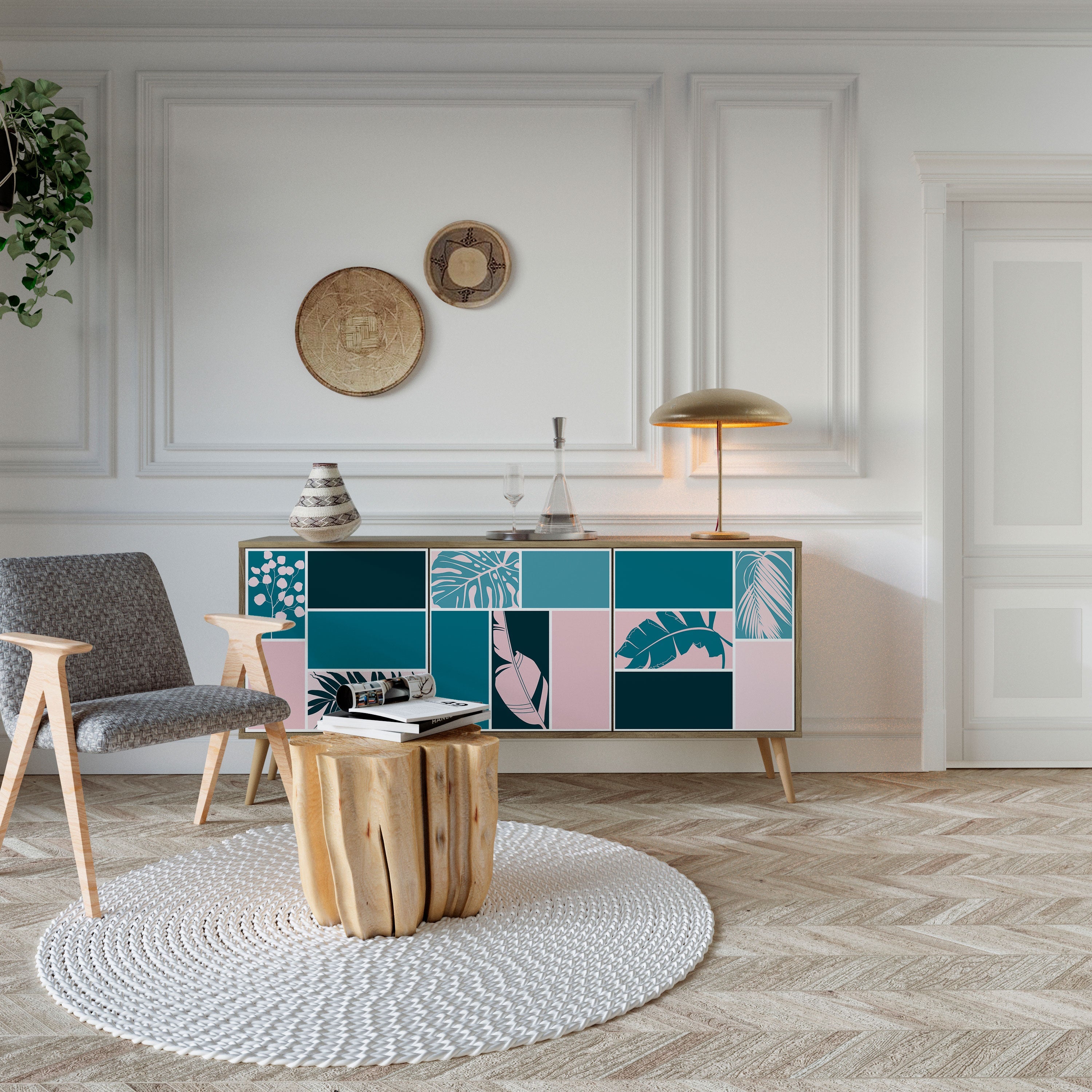 COMBINATION OF SHAPES 3-türiges Sideboard in Eichenoptik