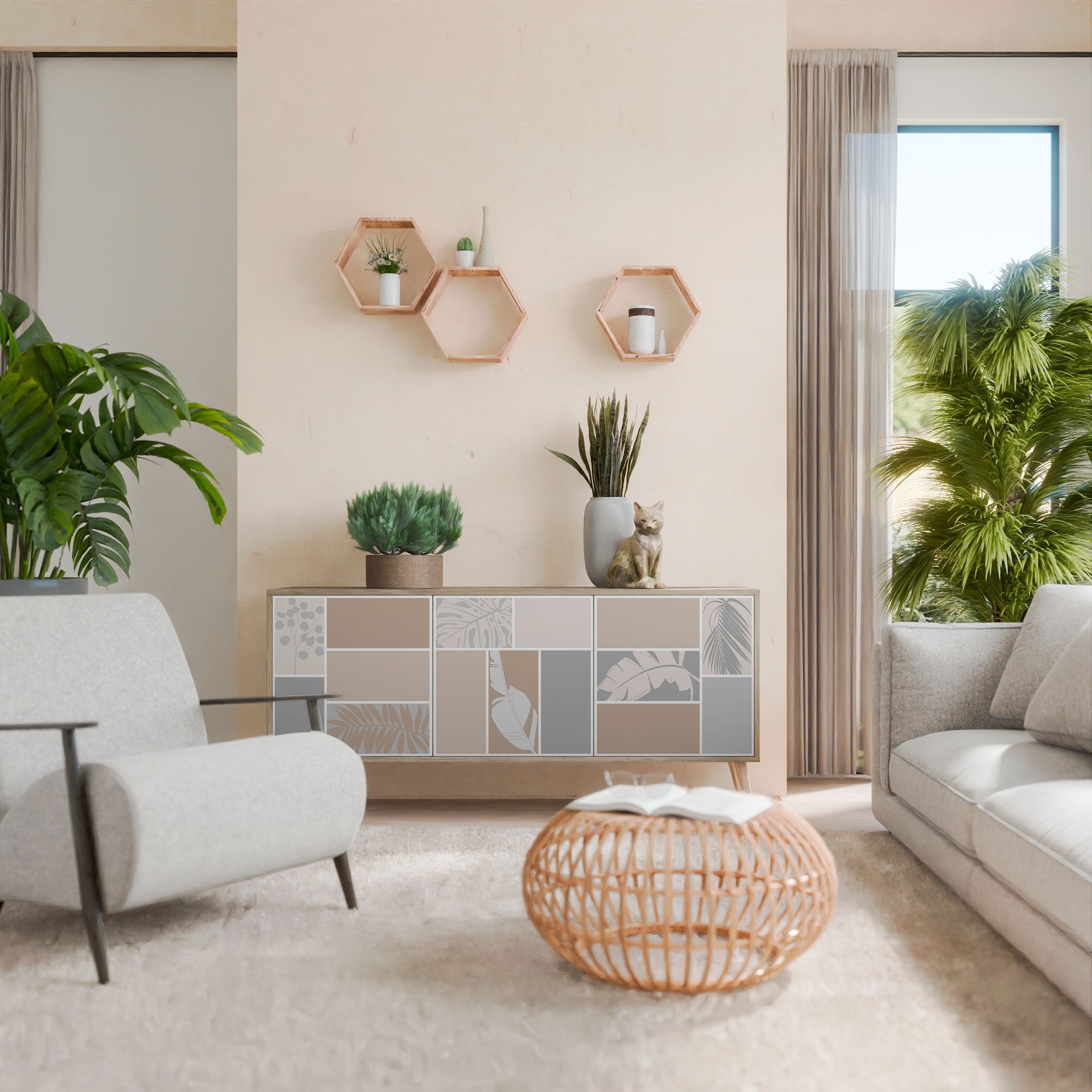 TROPICAL SHAPES 3-türiges Sideboard in Eichenoptik