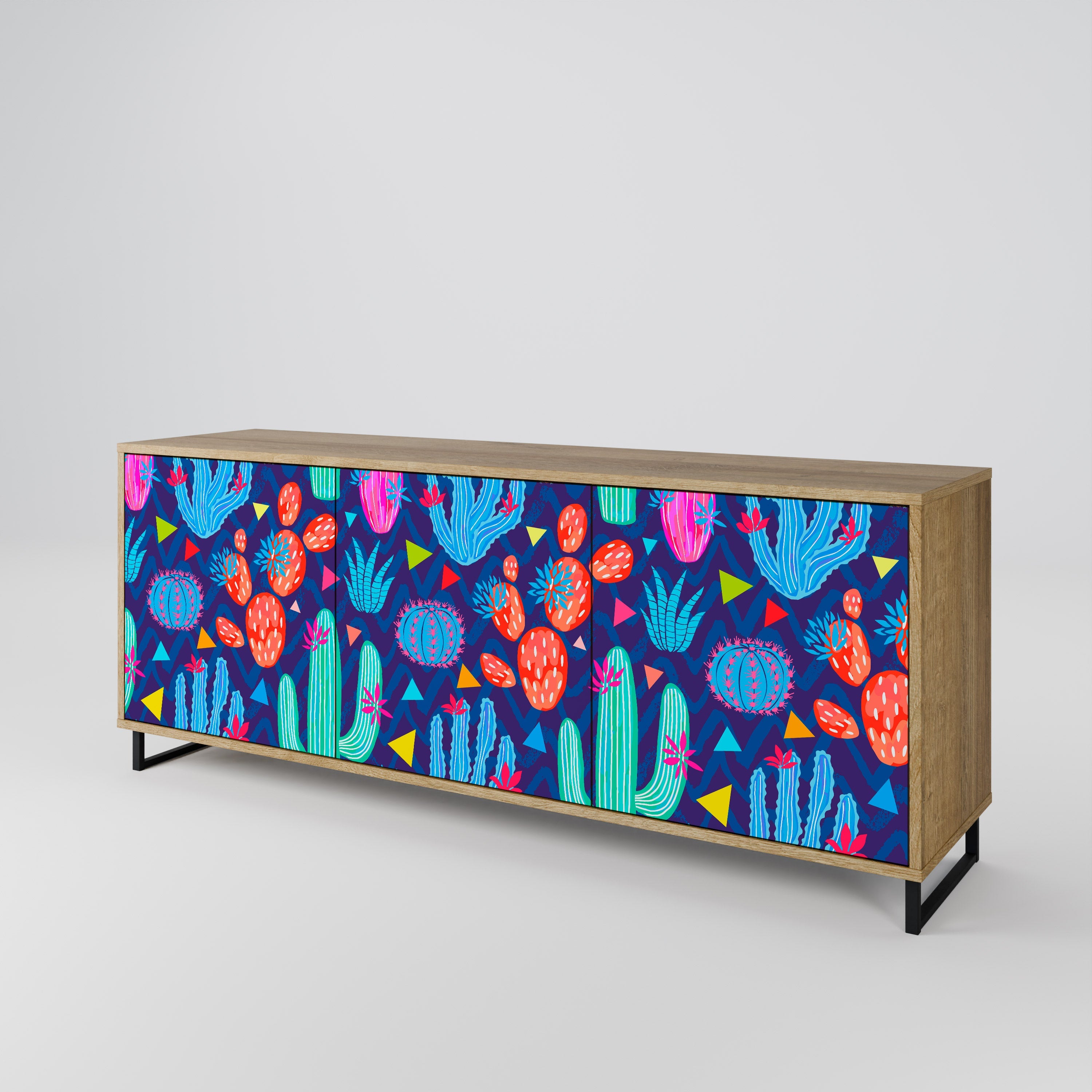 CACTUS VIBES 3-türiges Sideboard in Eichenoptik