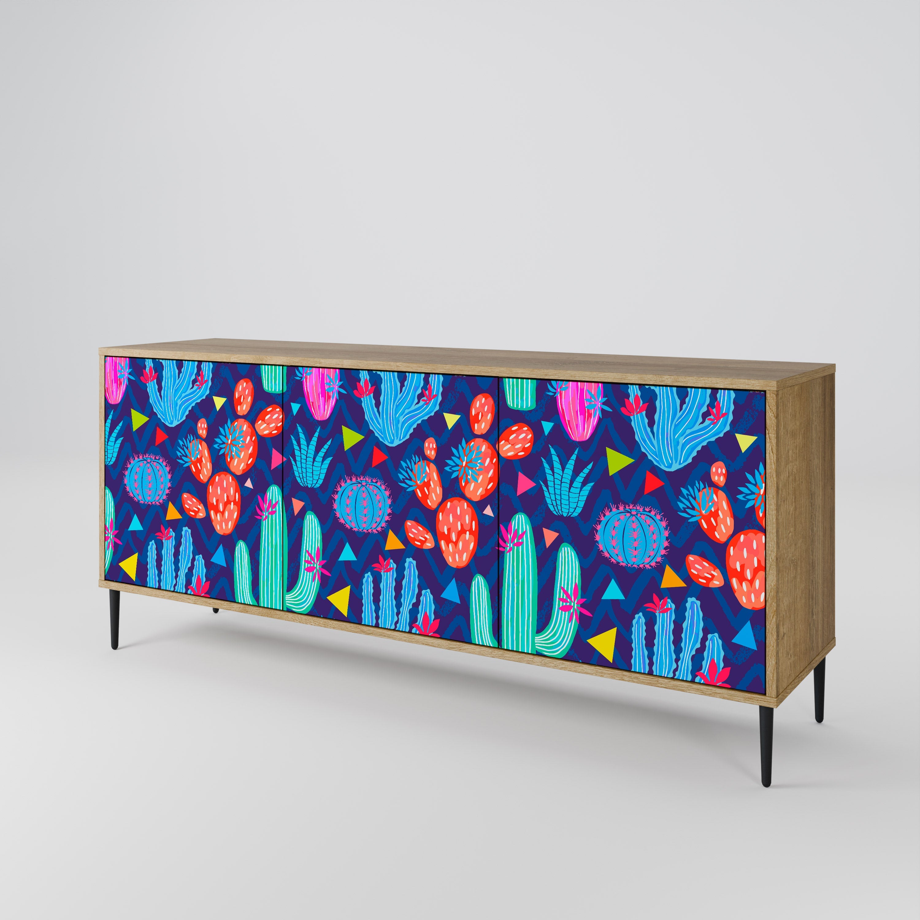 CACTUS VIBES 3-türiges Sideboard in Eichenoptik