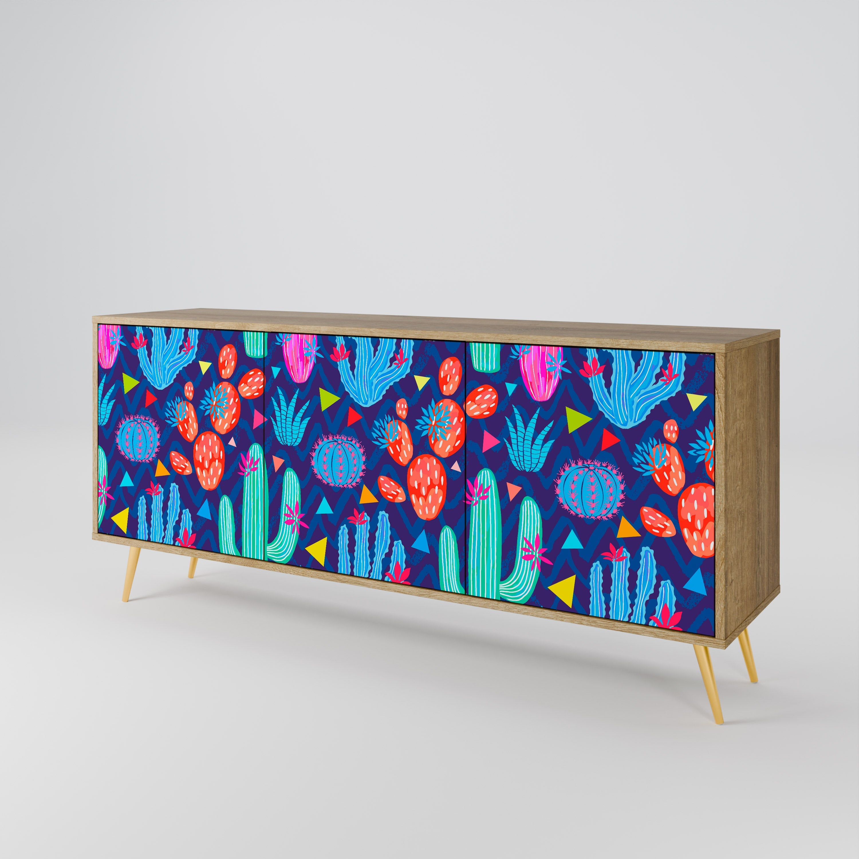 CACTUS VIBES 3-türiges Sideboard in Eichenoptik