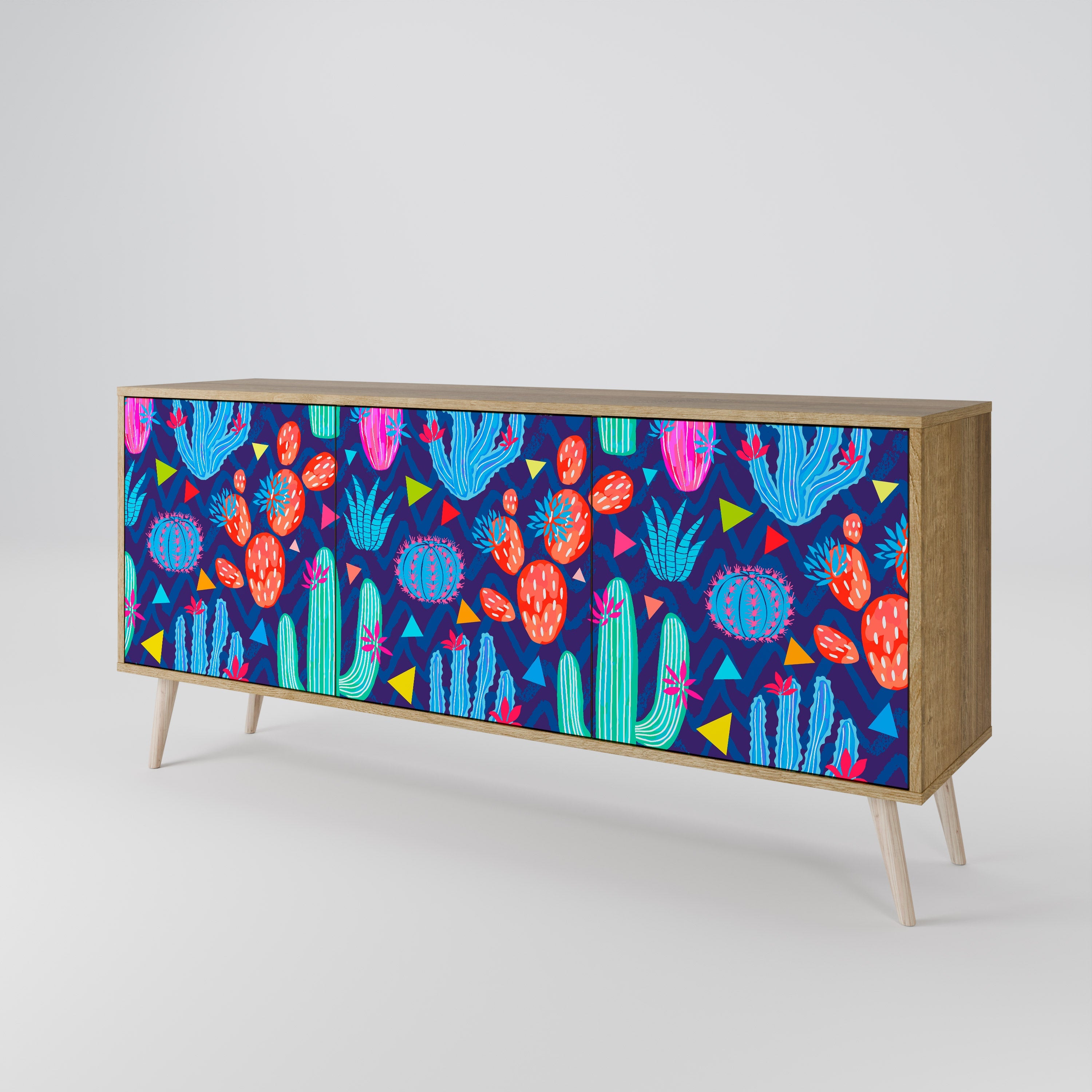 CACTUS VIBES 3-türiges Sideboard in Eichenoptik