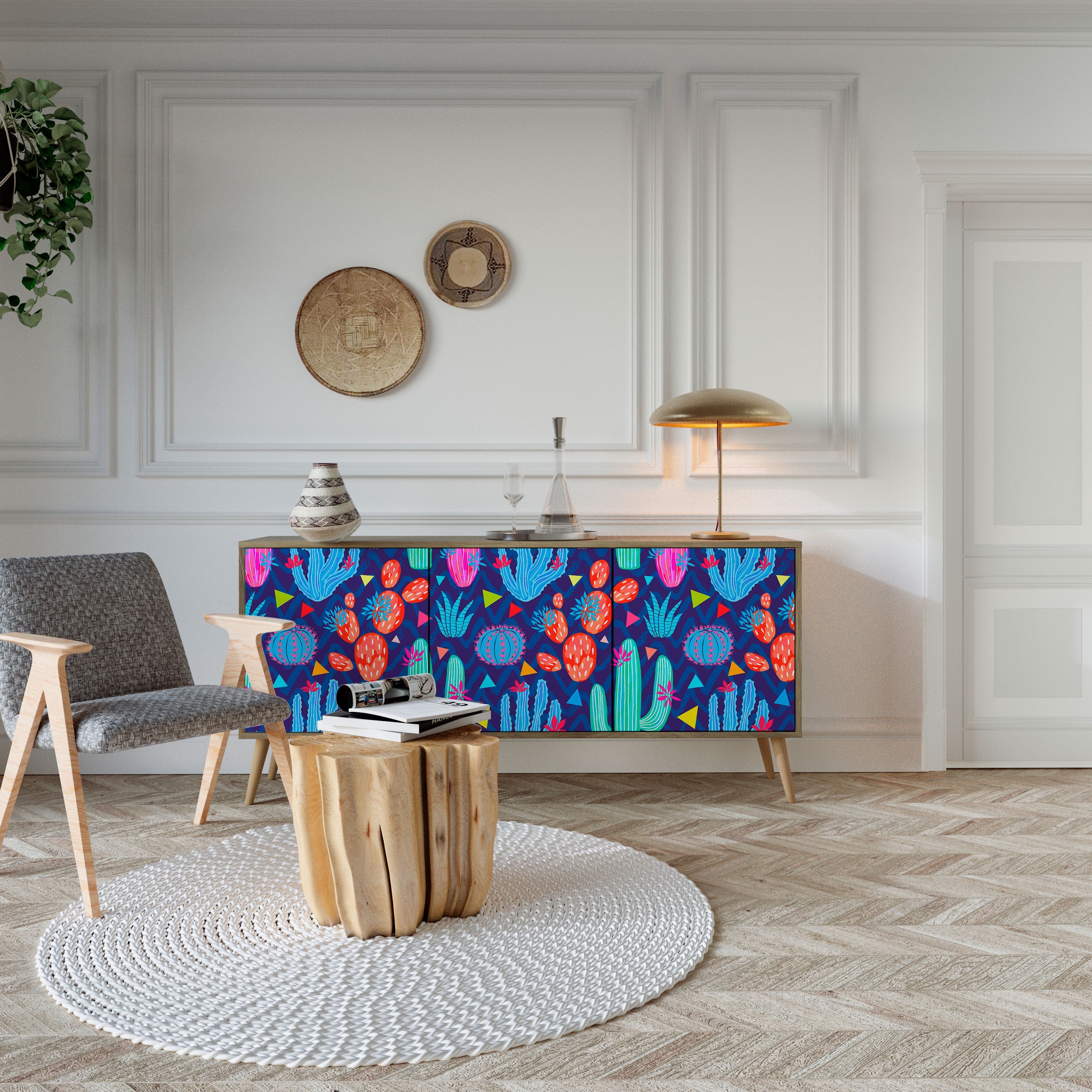 CACTUS VIBES 3-türiges Sideboard in Eichenoptik