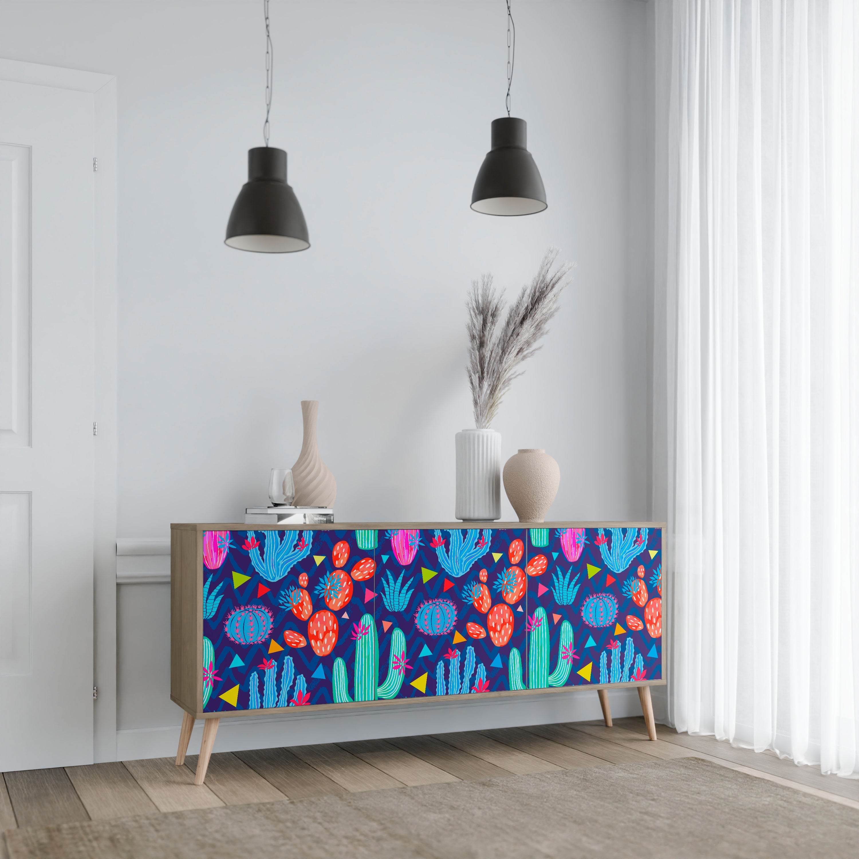 CACTUS VIBES 3-türiges Sideboard in Eichenoptik