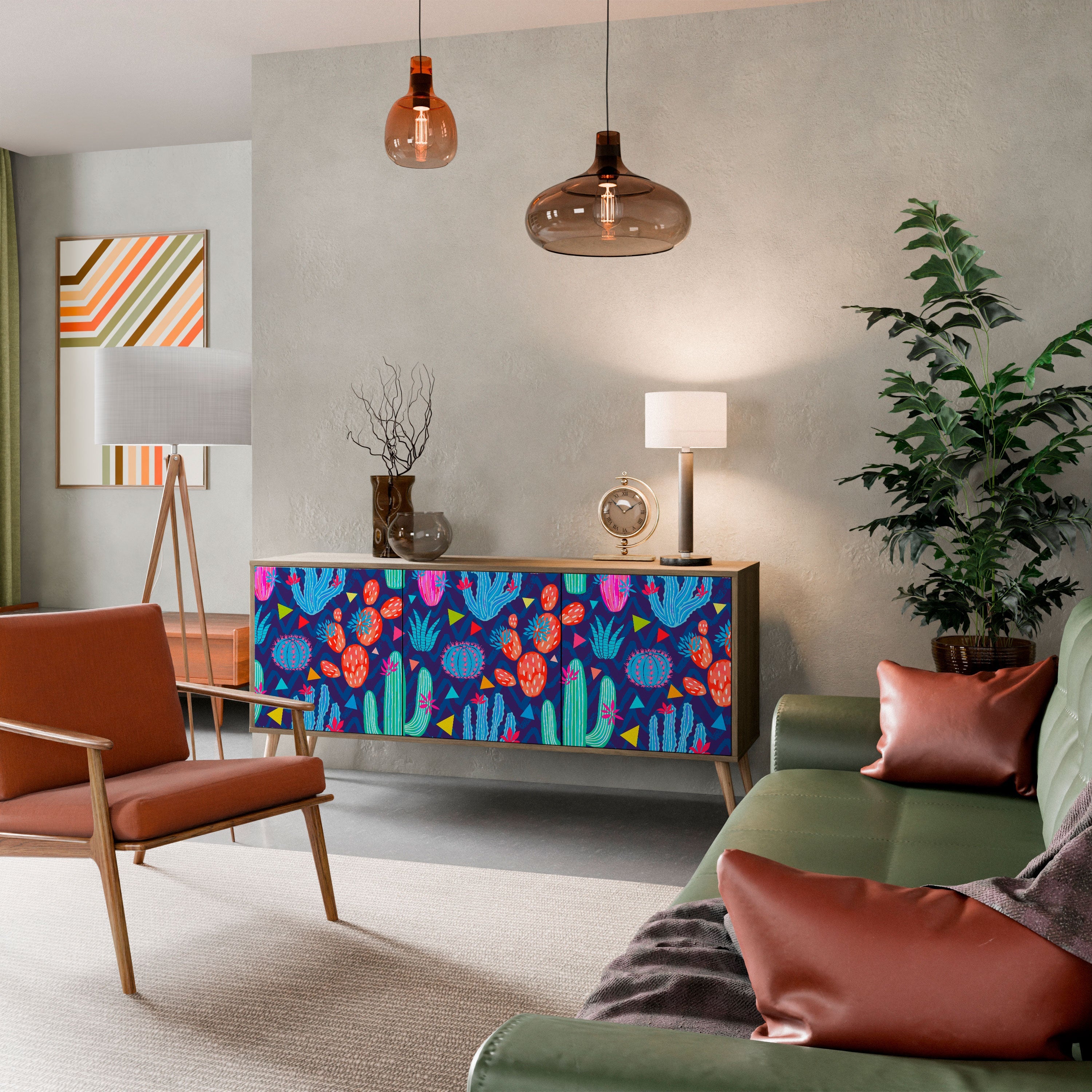 CACTUS VIBES 3-türiges Sideboard in Eichenoptik