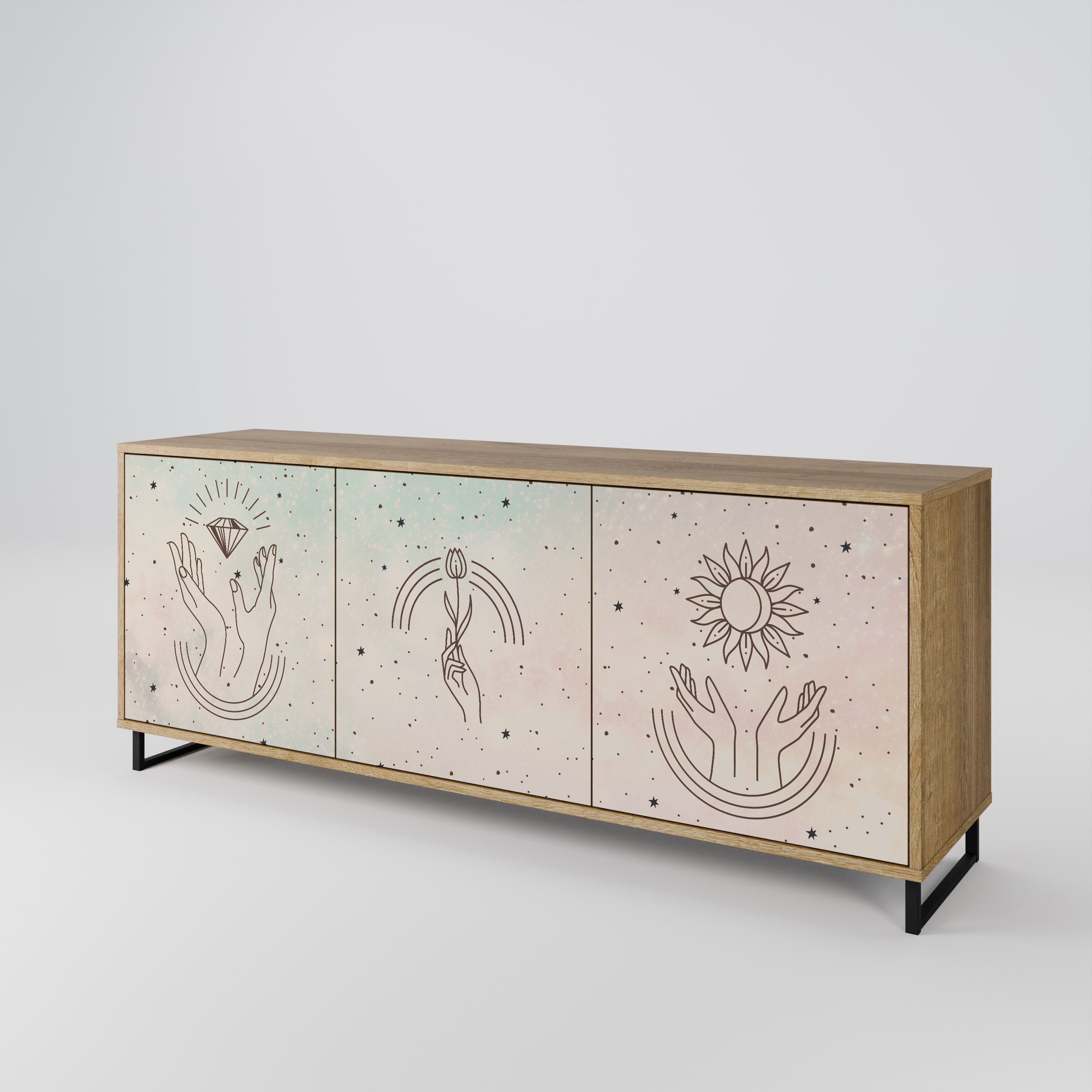 DELICATE BEAUTY 3-türiges Sideboard in Eichenoptik