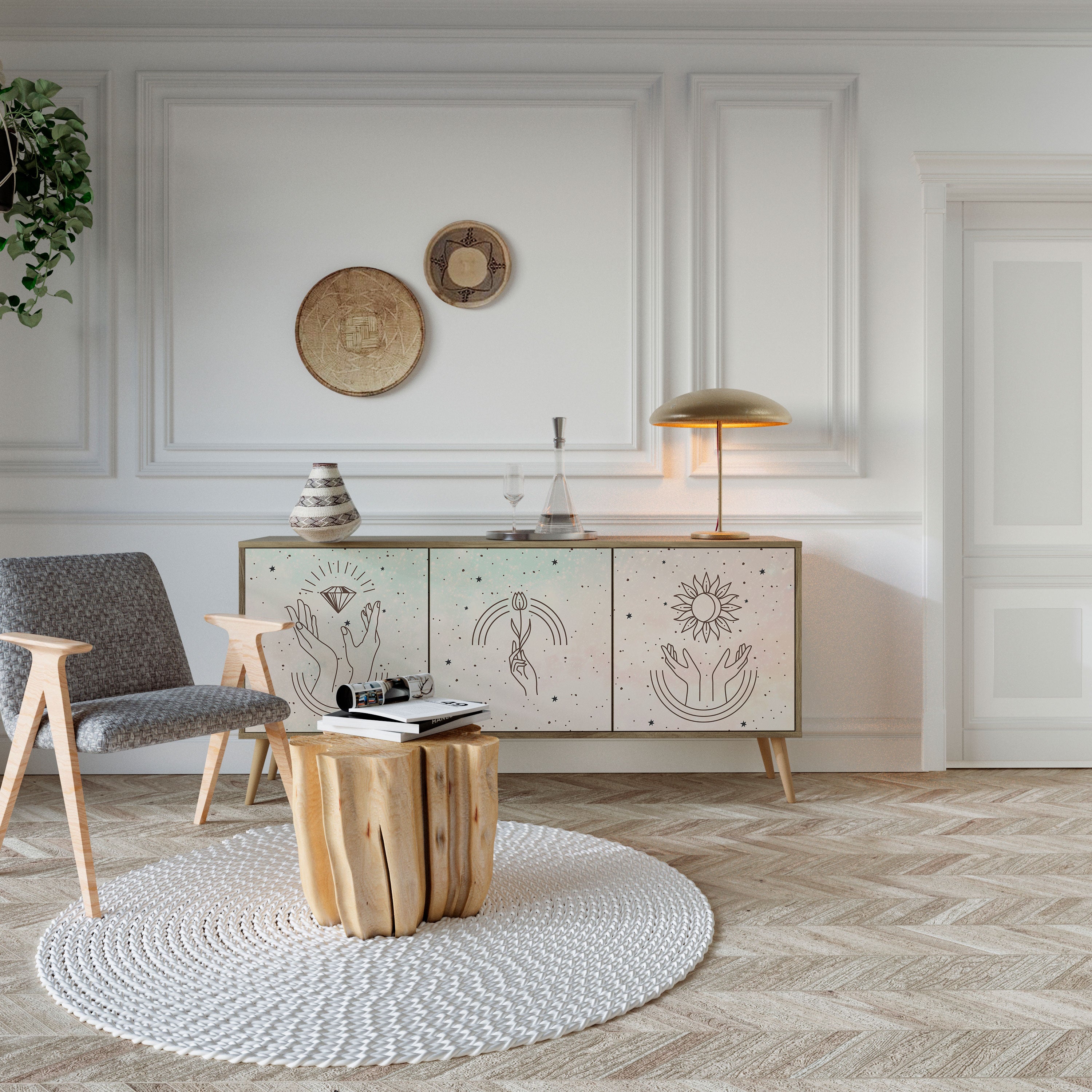 DELICATE BEAUTY 3-türiges Sideboard in Eichenoptik
