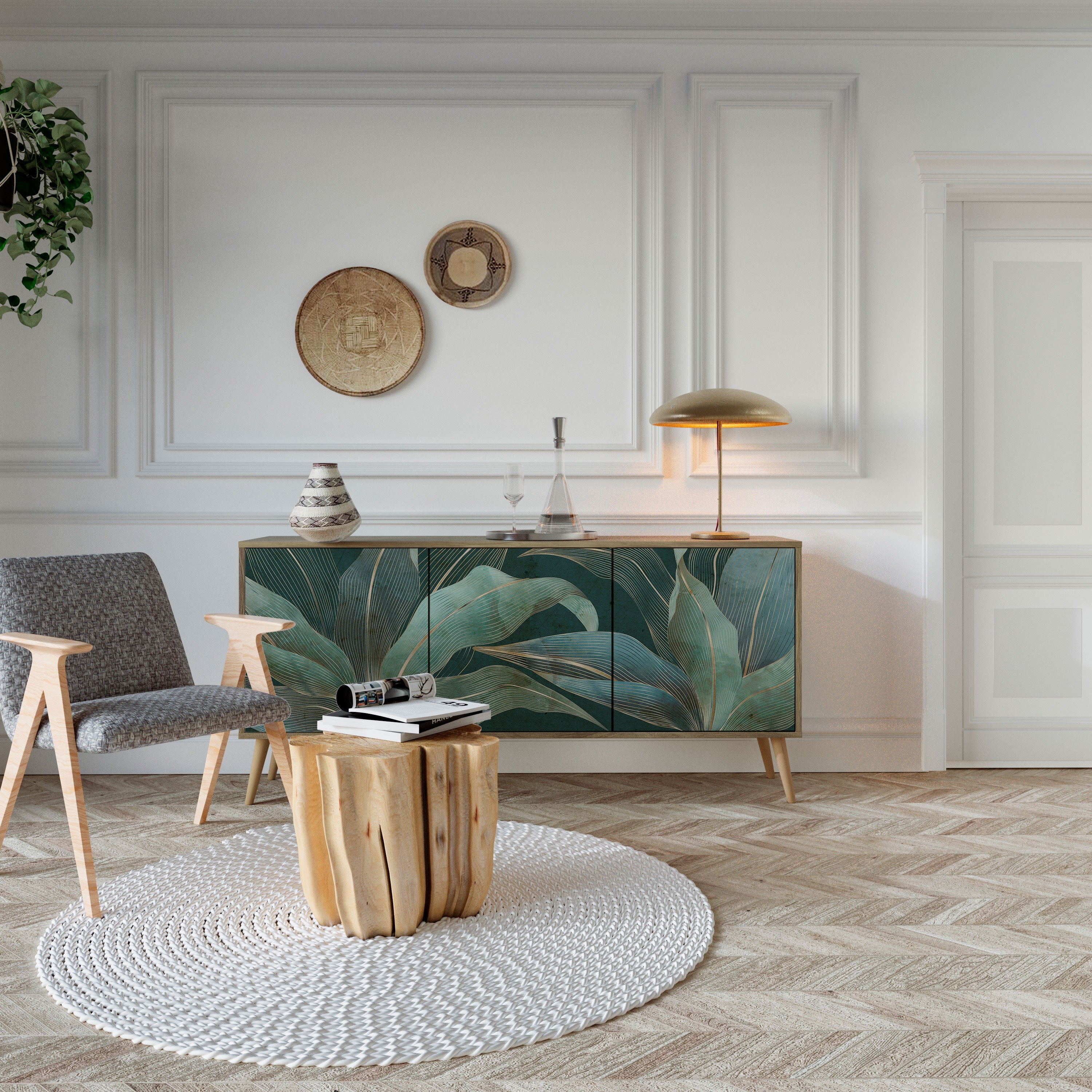 ROYAL GREEN 3-türiges Sideboard in Eichenoptik