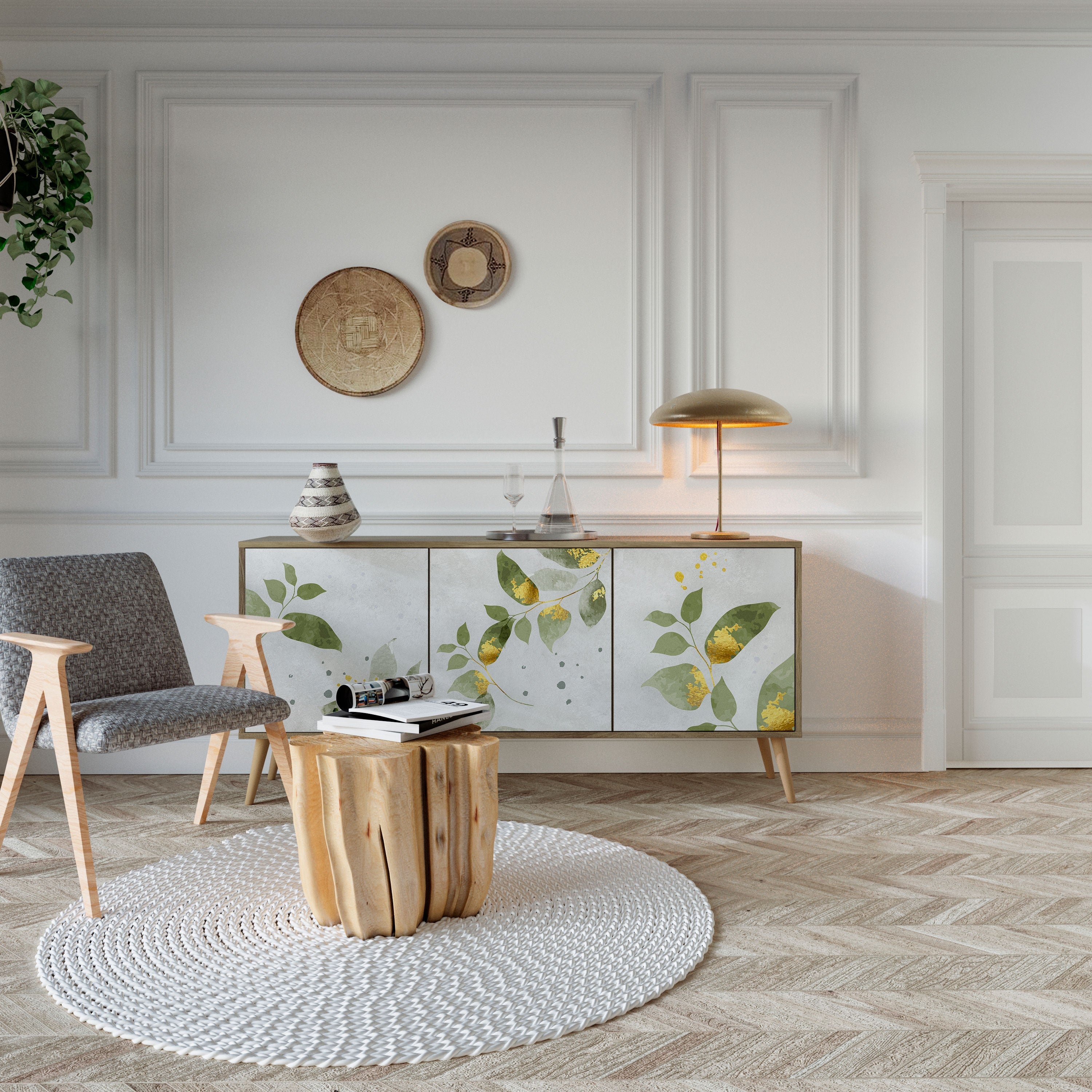 ELEGANT BOTANICS 3-türiges Sideboard in Eichenoptik