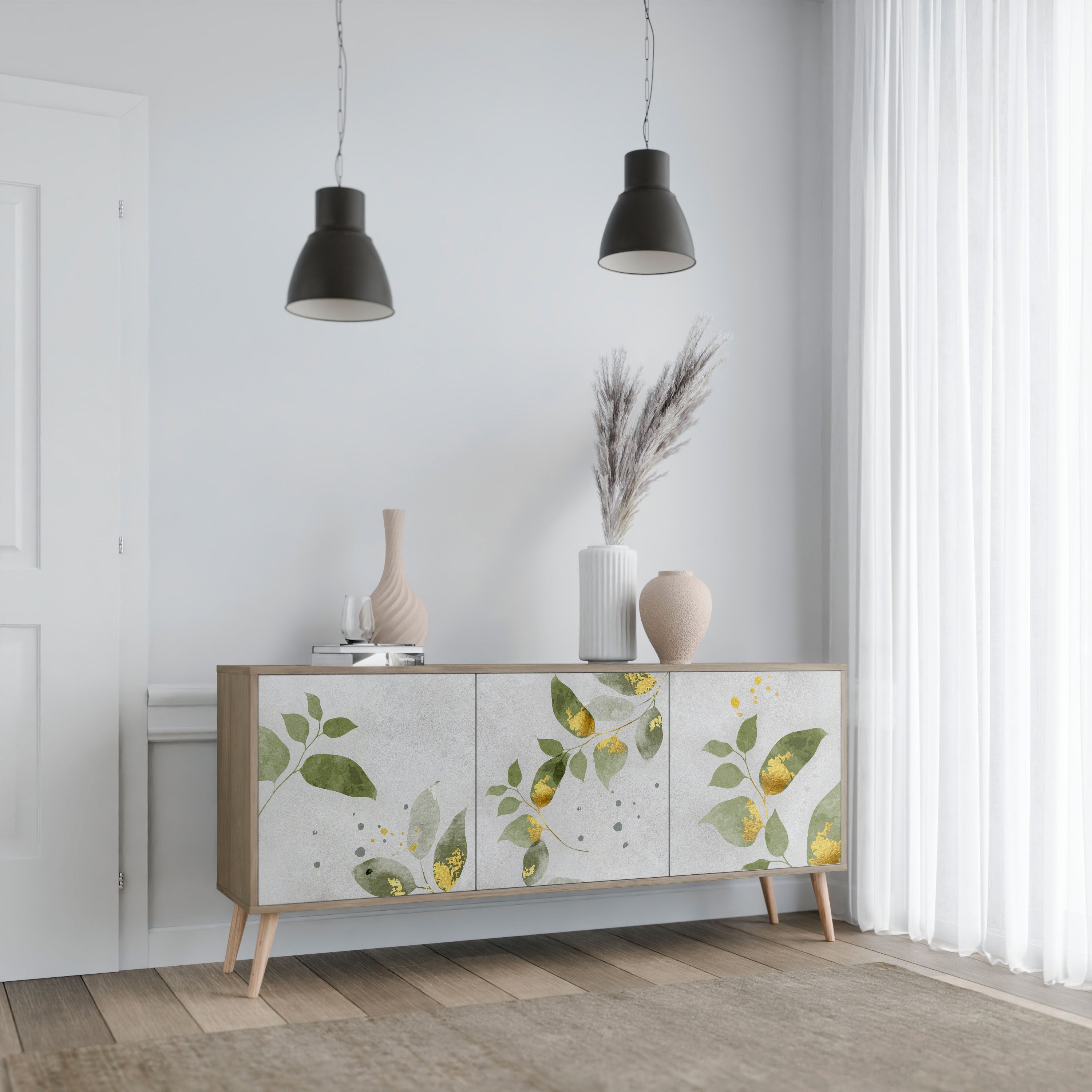 ELEGANT BOTANICS 3-türiges Sideboard in Eichenoptik
