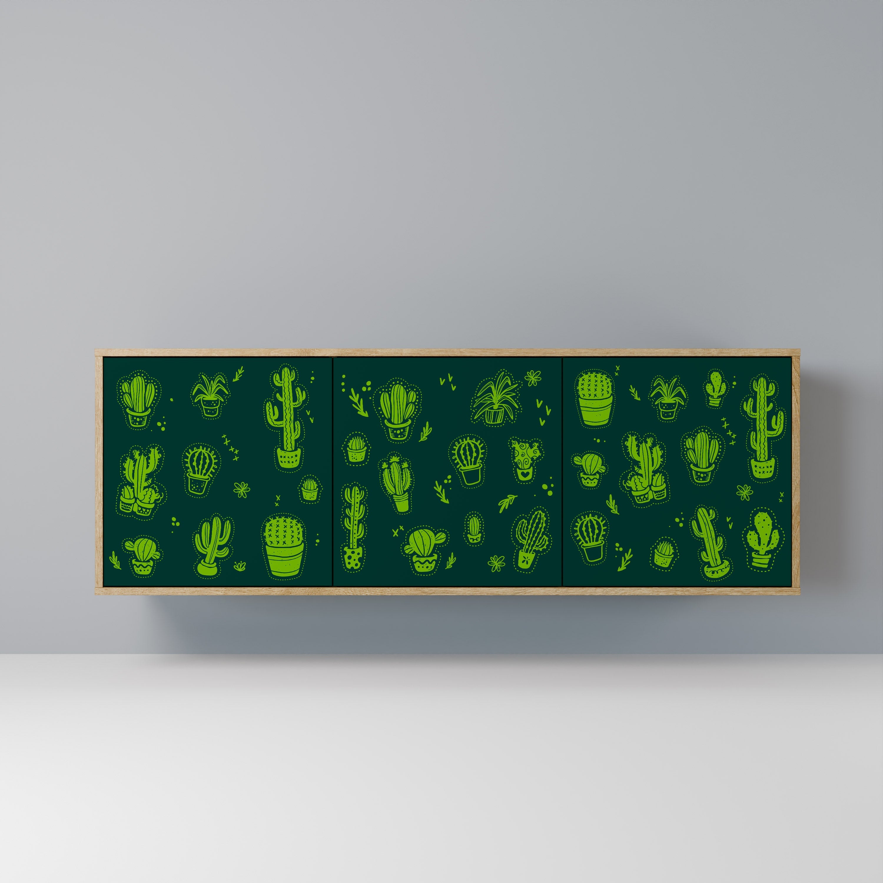 Desert Green Sideboard mit 3 Türen in Eichenoptik