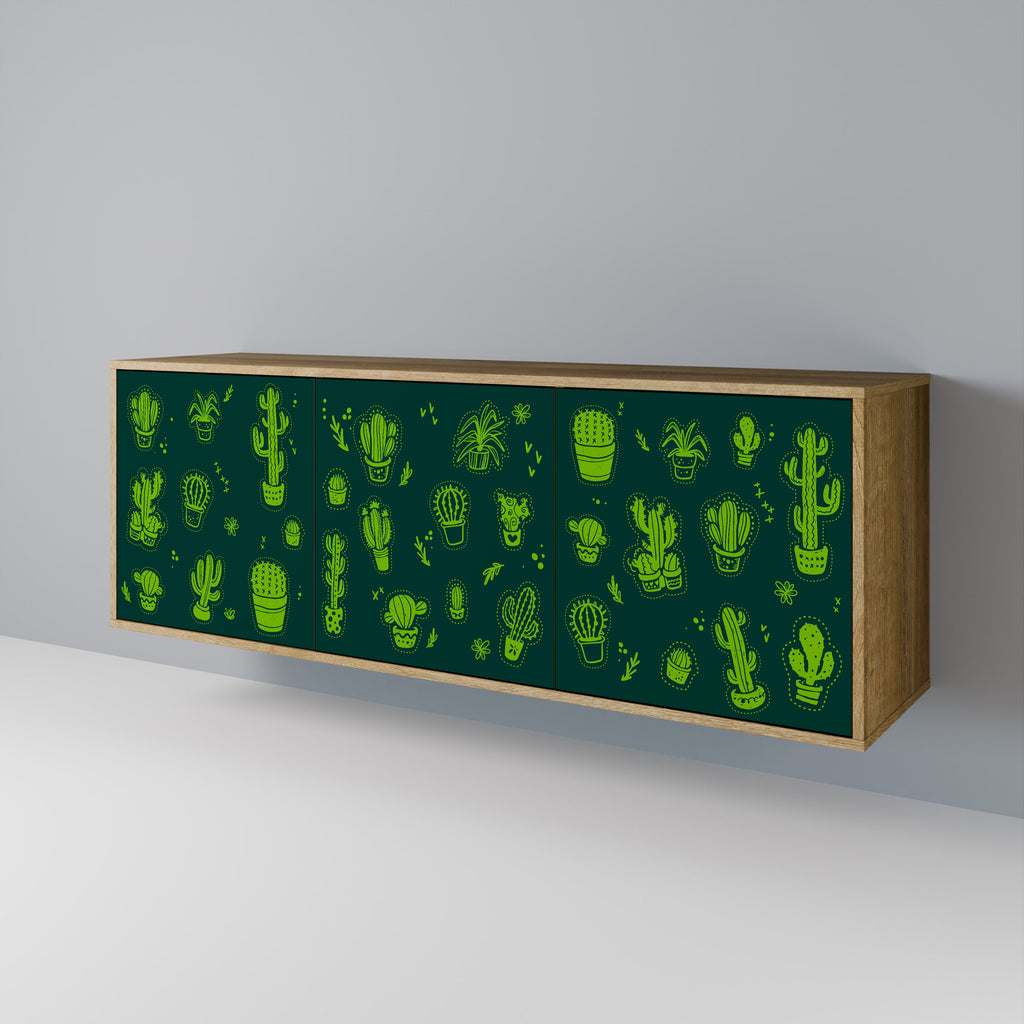 Desert Green Sideboard mit 3 Türen in Eichenoptik