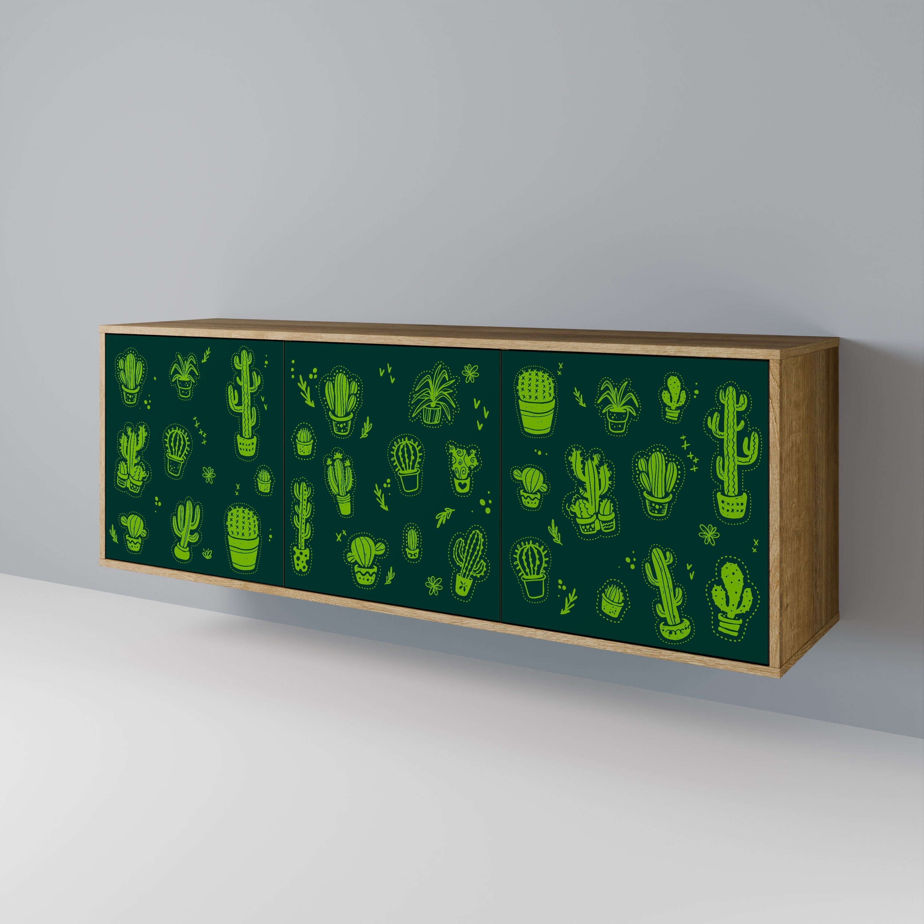 Desert Green Sideboard mit 3 Türen in Eichenoptik