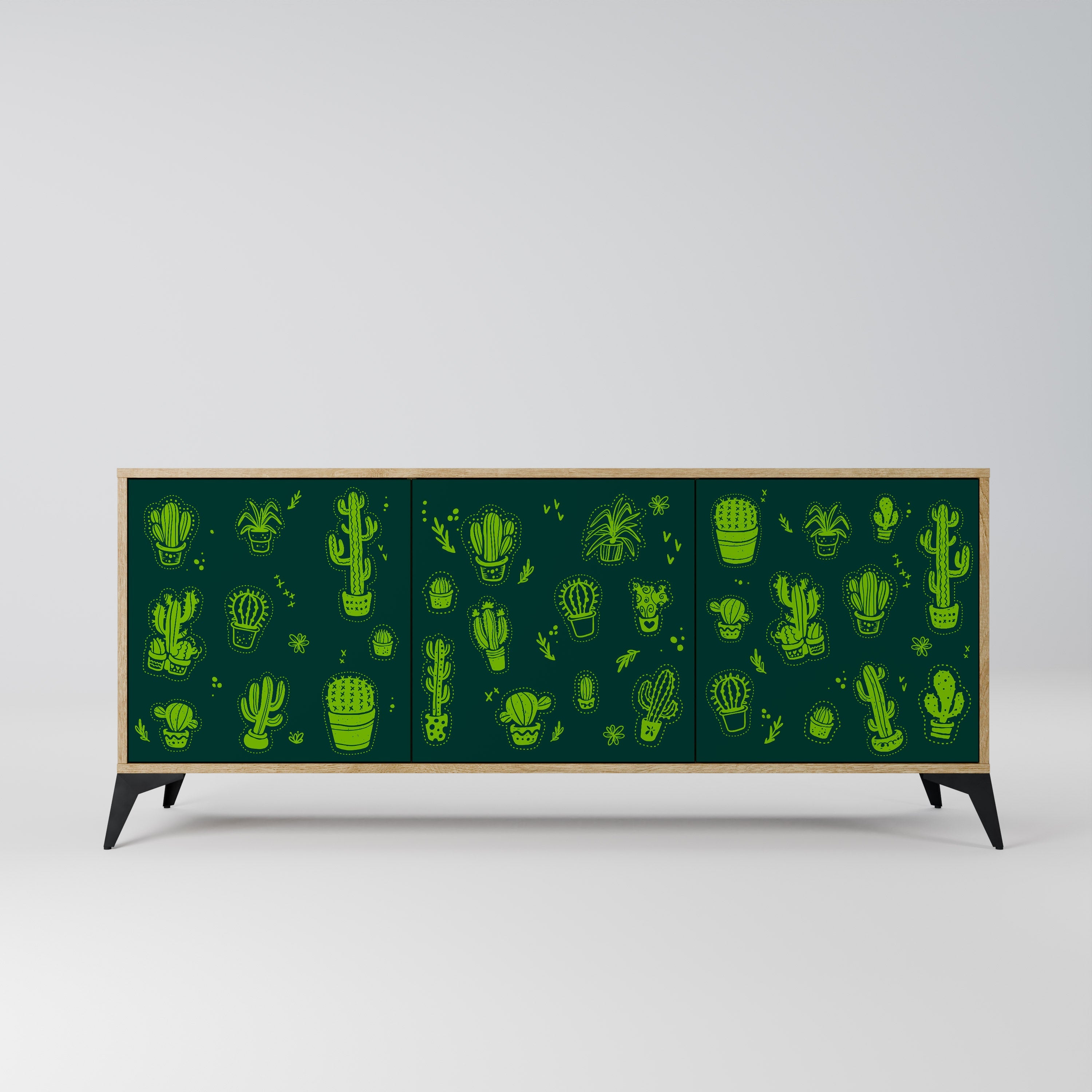 Desert Green Sideboard mit 3 Türen in Eichenoptik