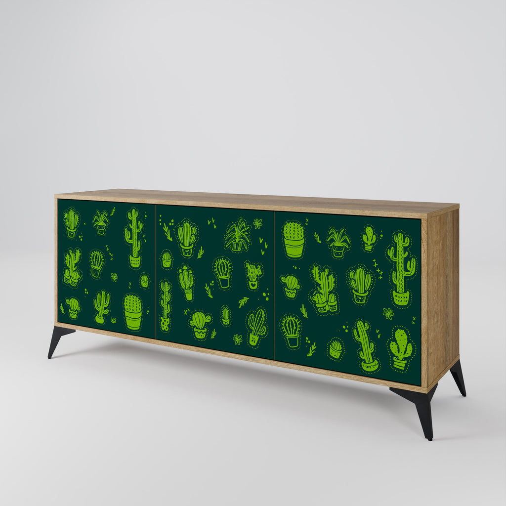 Desert Green Sideboard mit 3 Türen in Eichenoptik
