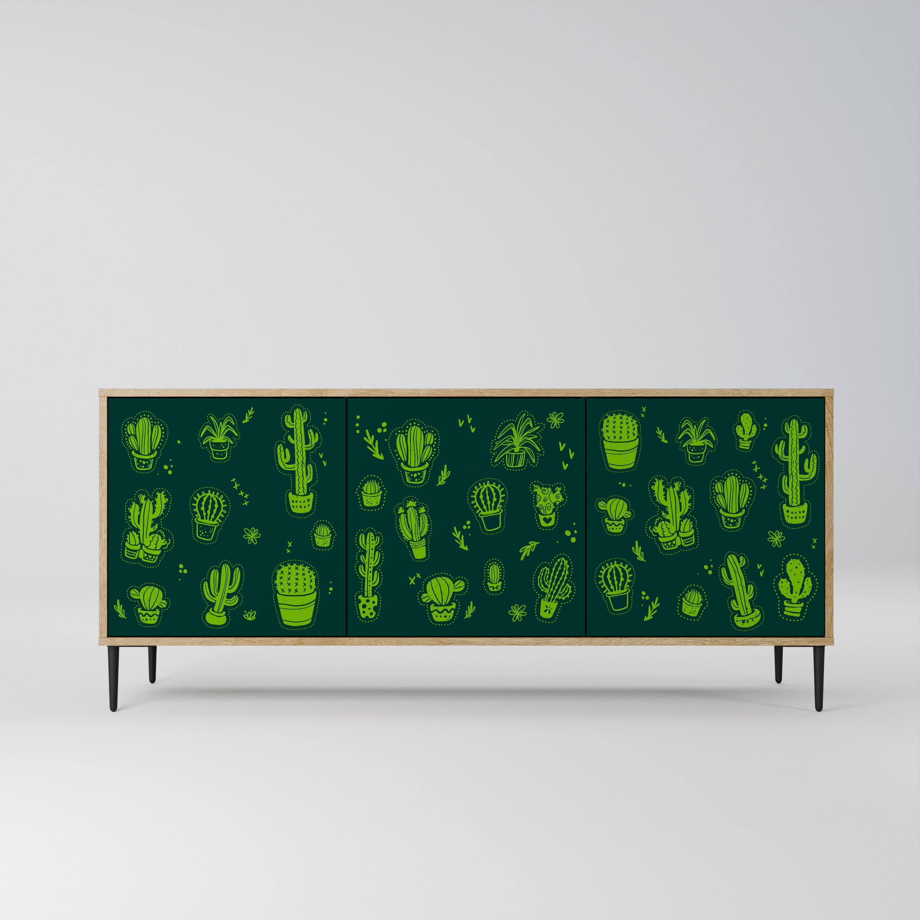 Desert Green Sideboard mit 3 Türen in Eichenoptik