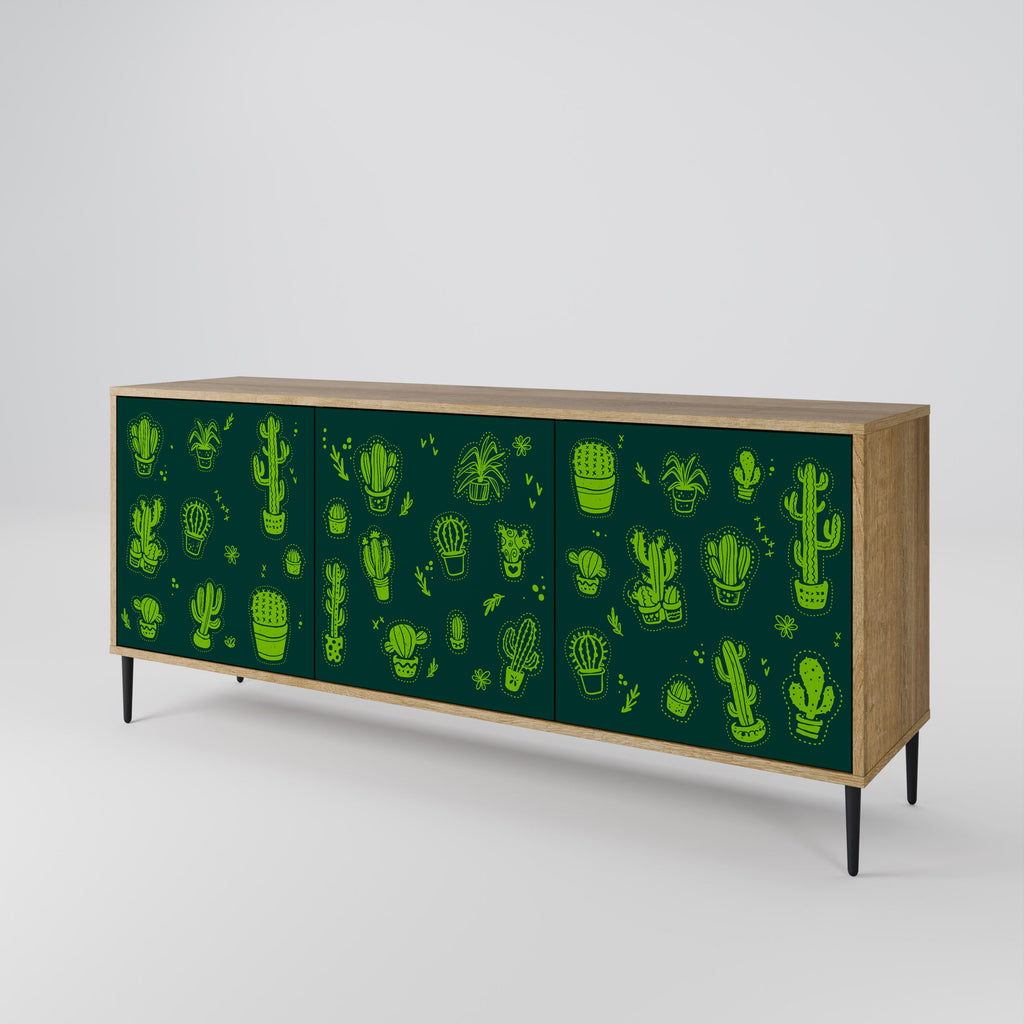 Desert Green Sideboard mit 3 Türen in Eichenoptik