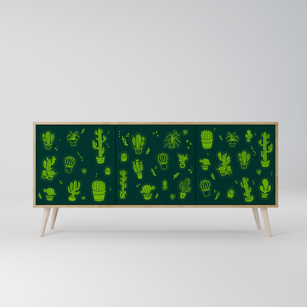 Desert Green Sideboard mit 3 Türen in Eichenoptik