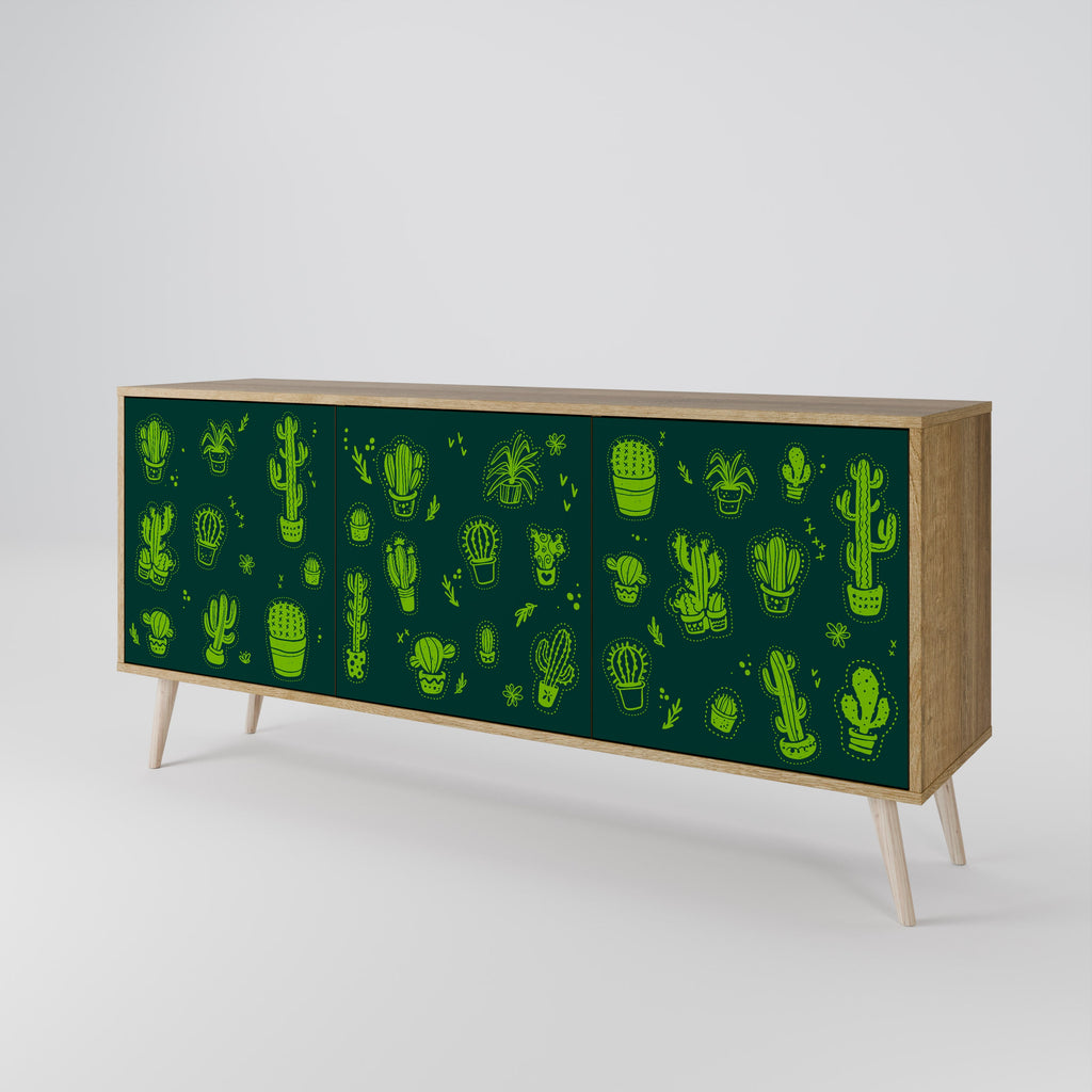 Desert Green Sideboard mit 3 Türen in Eichenoptik