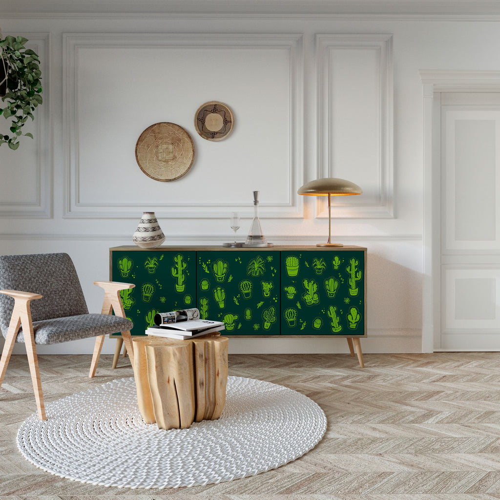Desert Green Sideboard mit 3 Türen in Eichenoptik