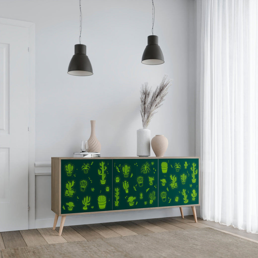 Desert Green Sideboard mit 3 Türen in Eichenoptik