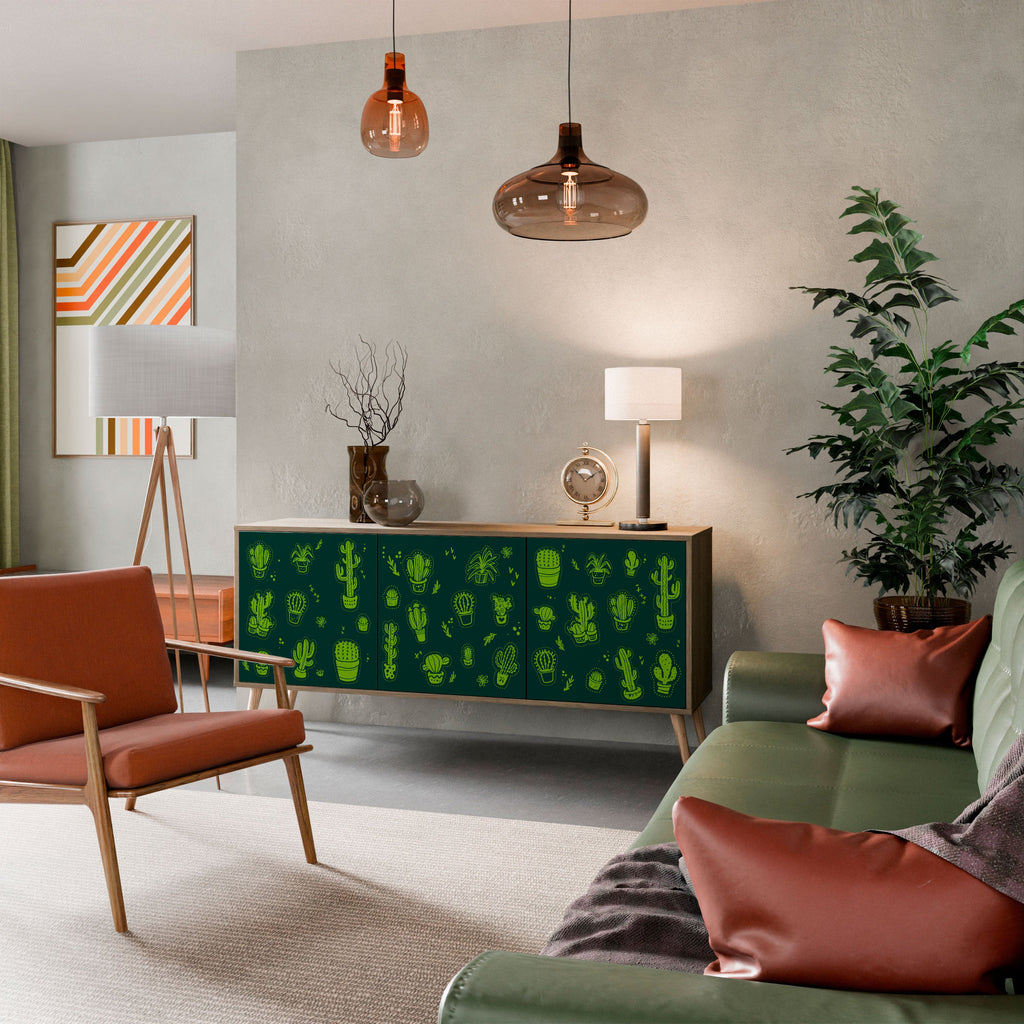 Desert Green Sideboard mit 3 Türen in Eichenoptik