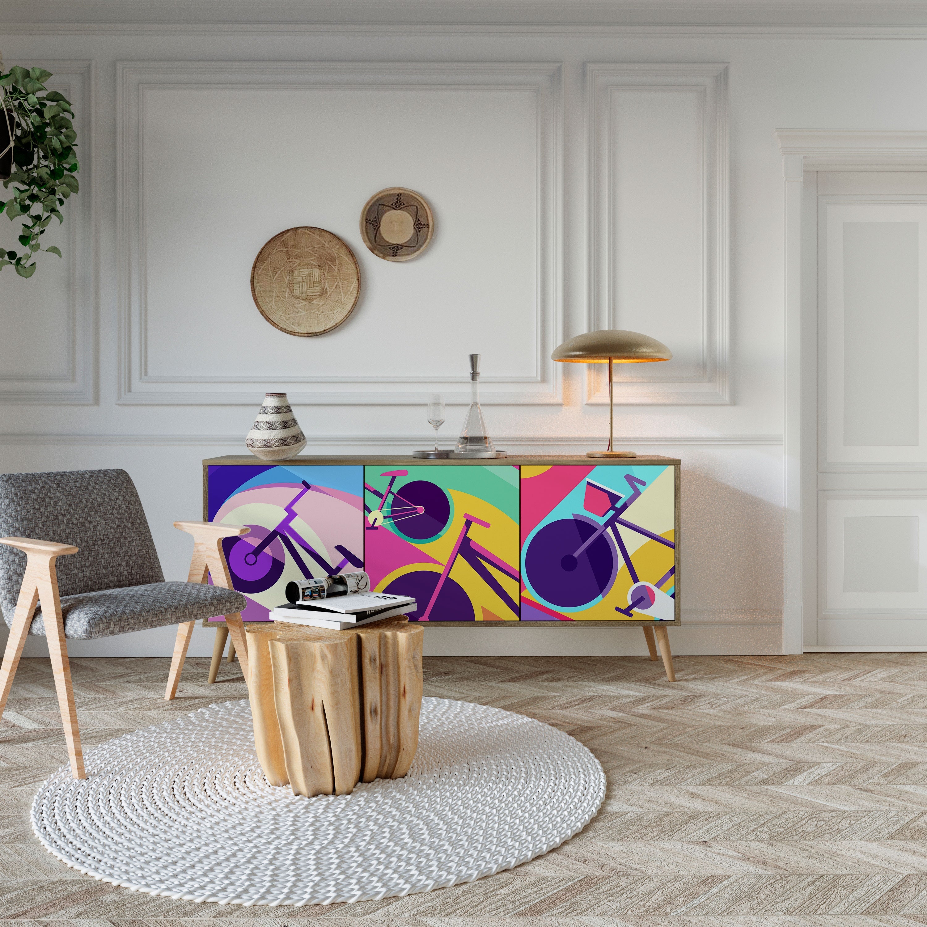 BIKE DREAMS 3-türiges Sideboard in Eichenoptik