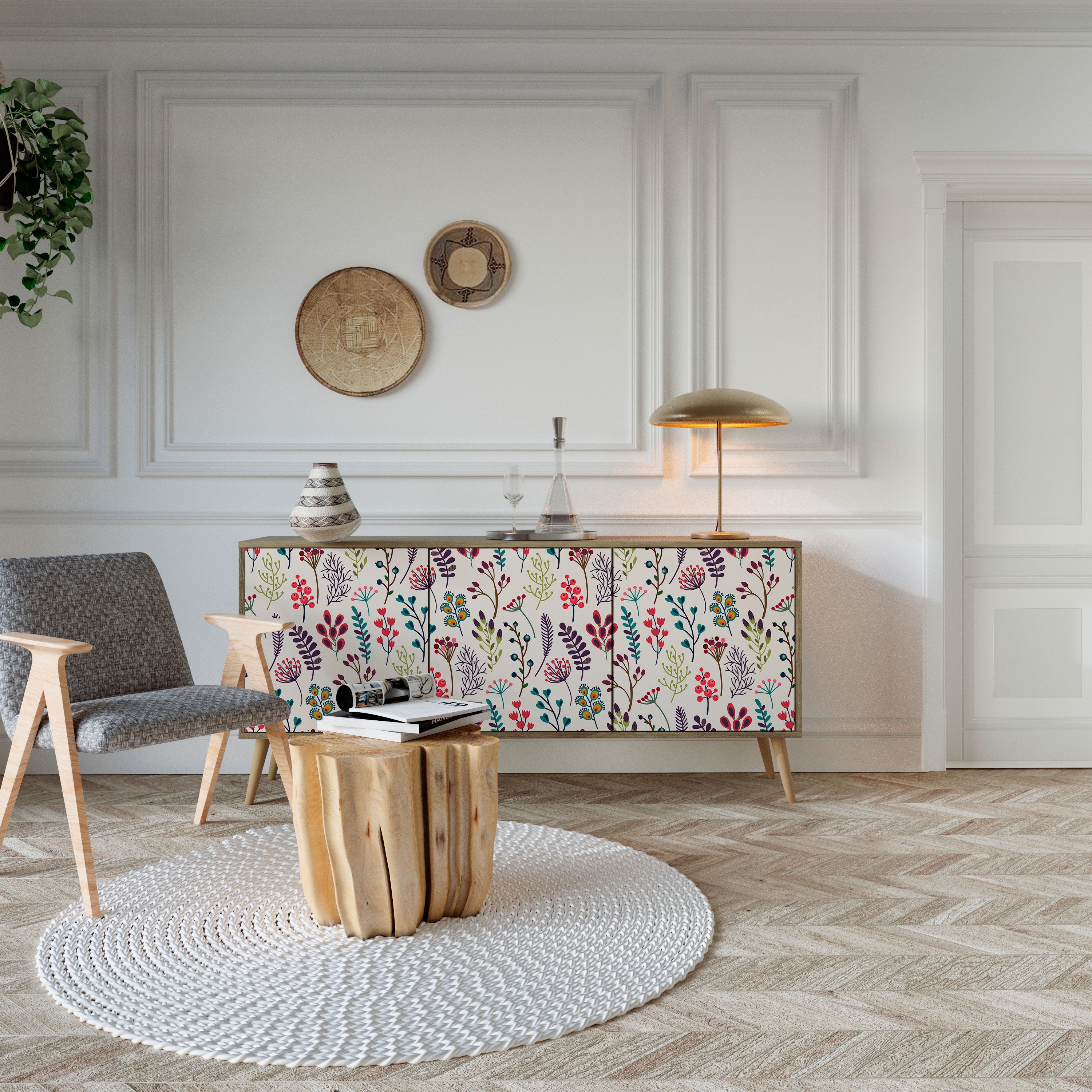 AUTUMN SUNDRIES Sideboard mit 3 Türen in Eichenoptik
