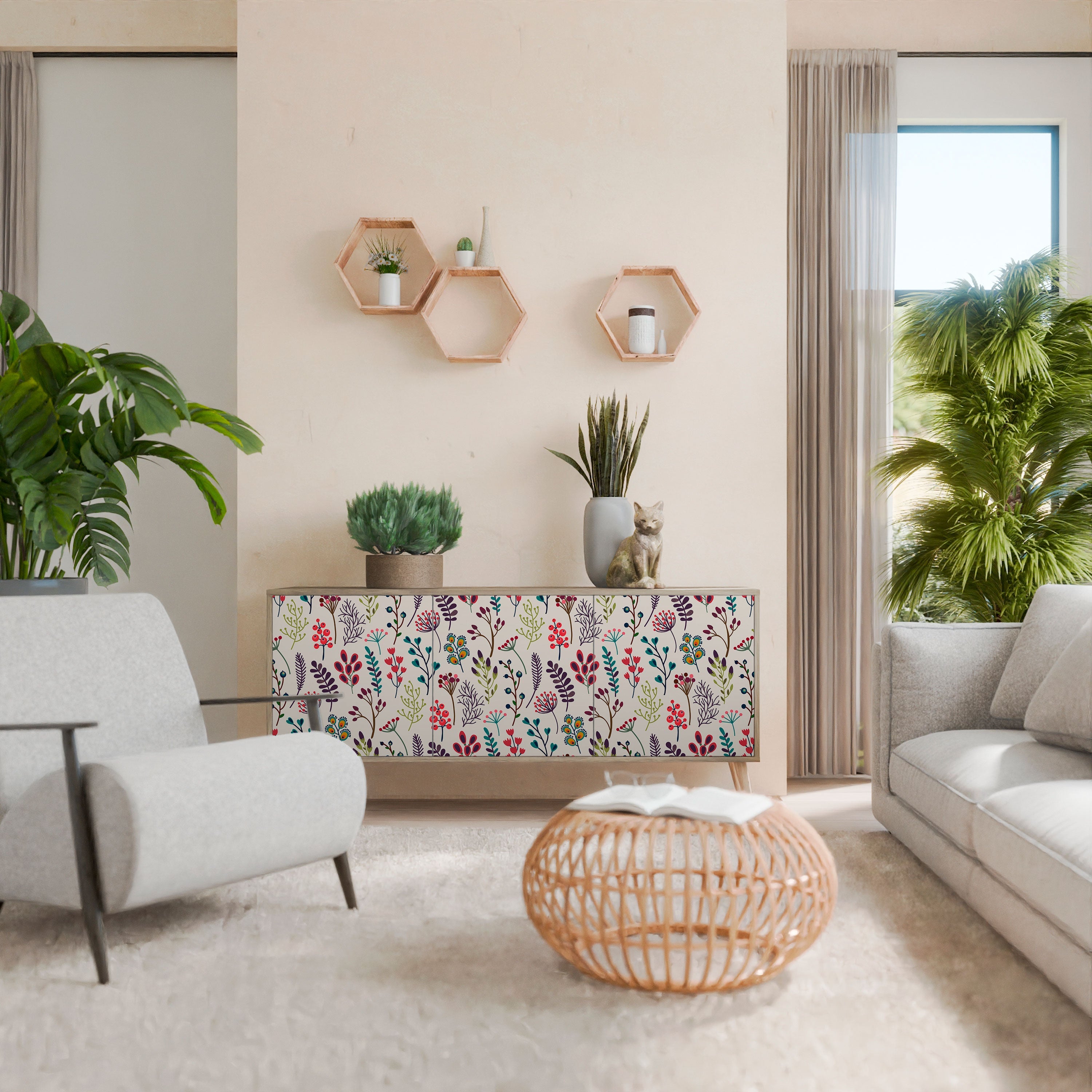AUTUMN SUNDRIES Sideboard mit 3 Türen in Eichenoptik