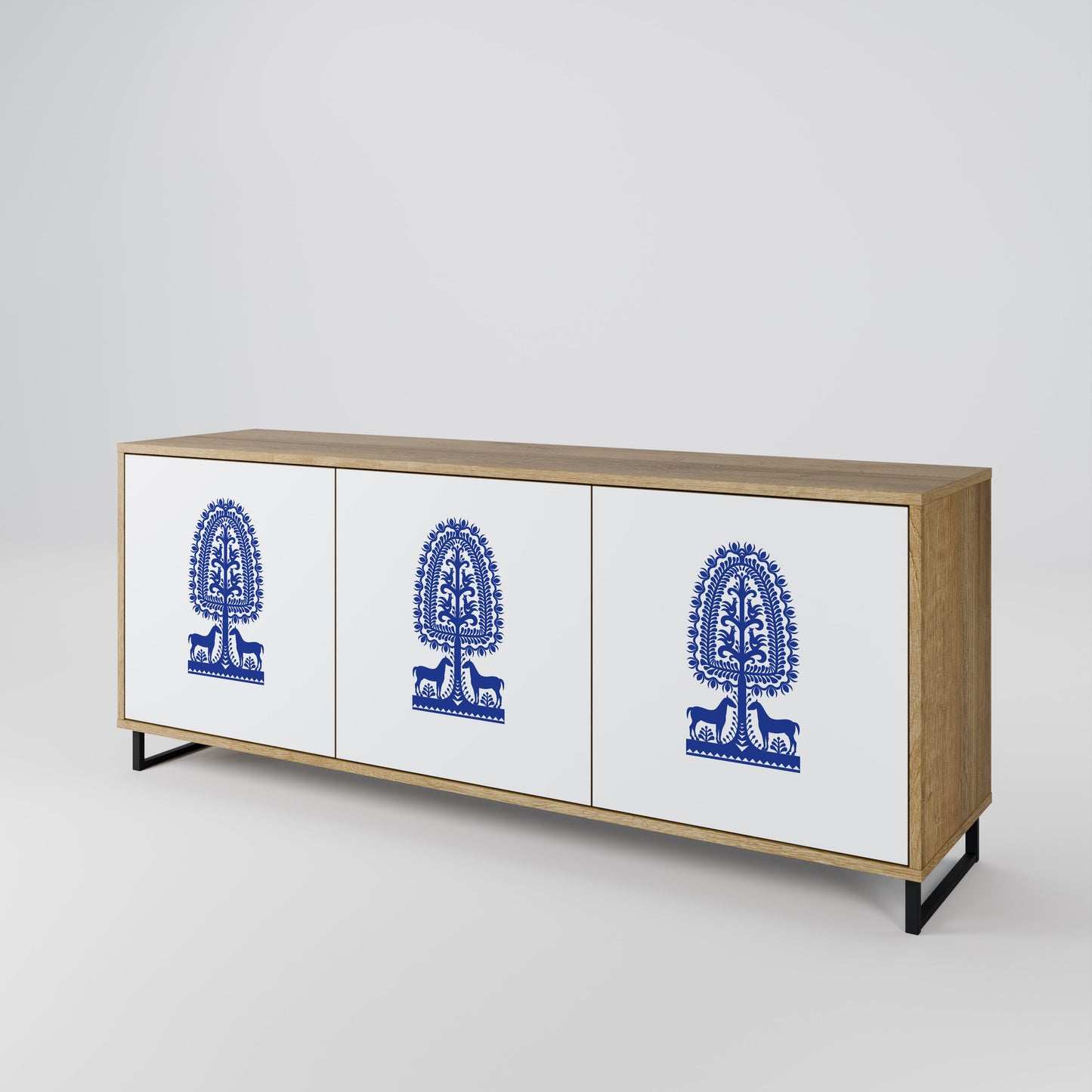 POLISH FOLK ART 3-türiges Sideboard