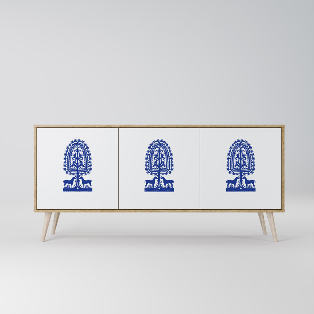 POLISH FOLK ART Sideboard mit 3 Türen in Eichenoptik