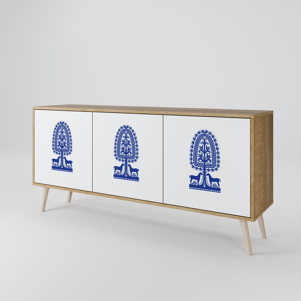 POLISH FOLK ART Sideboard mit 3 Türen in Eichenoptik