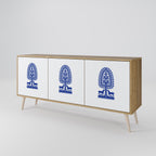 POLISH FOLK ART Sideboard mit 3 Türen in Eiche-Optik