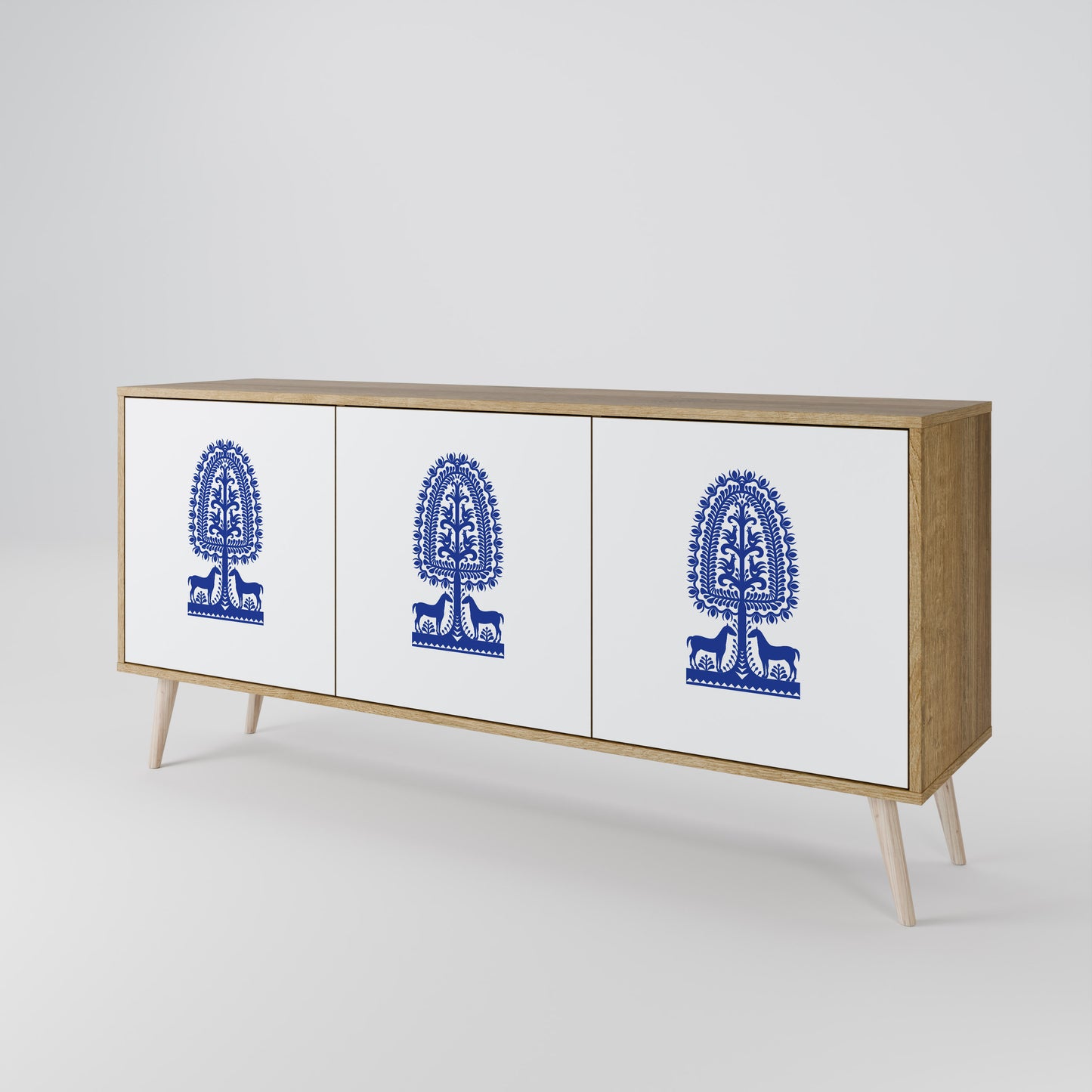 POLISH FOLK ART 3-türiges Sideboard