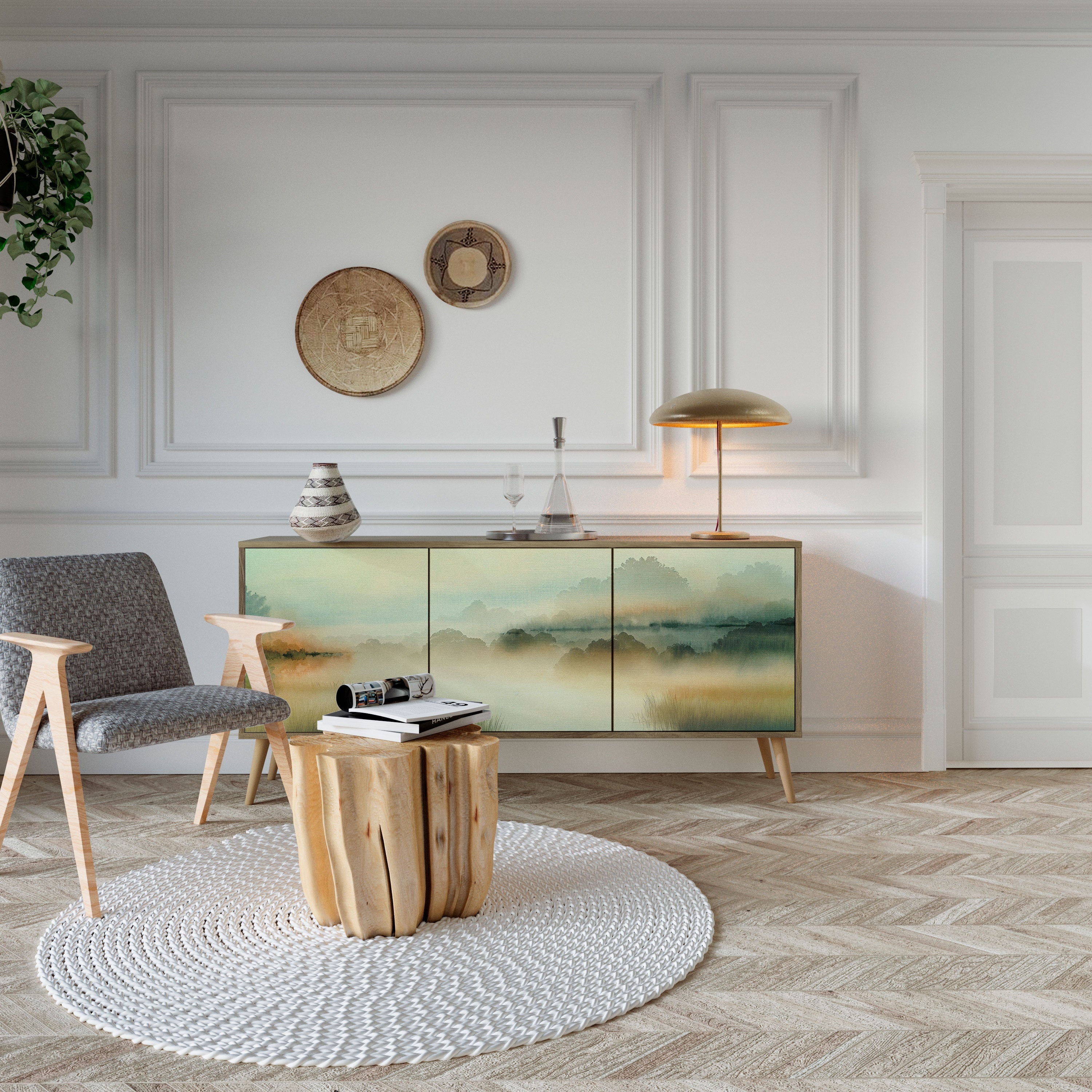 MORNING BY THE LAKE 3-türiges Sideboard in Eichenoptik