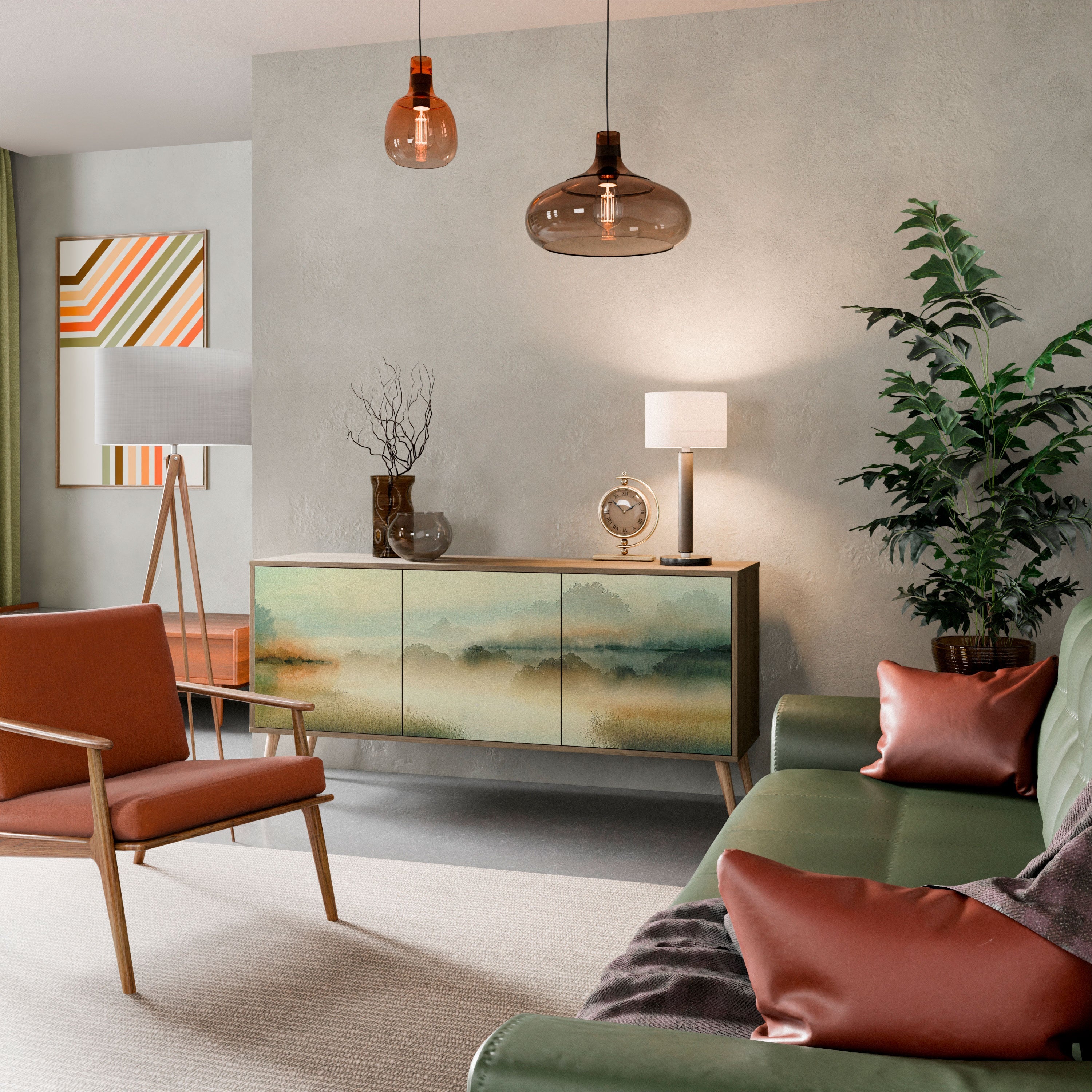 MORNING BY THE LAKE 3-türiges Sideboard in Eichenoptik