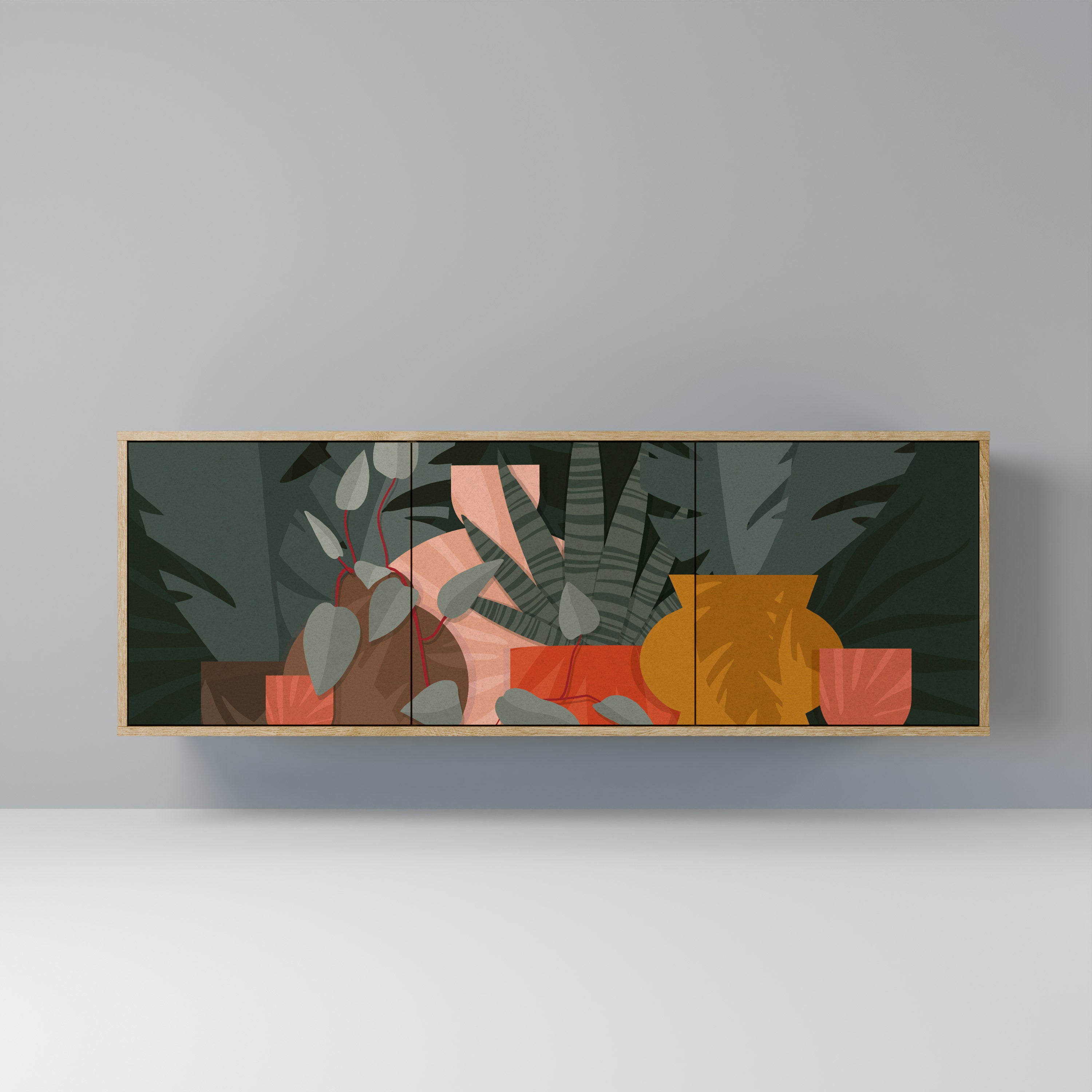 TROPICAL COMPOSITION 3-türiges Sideboard in Eichenoptik