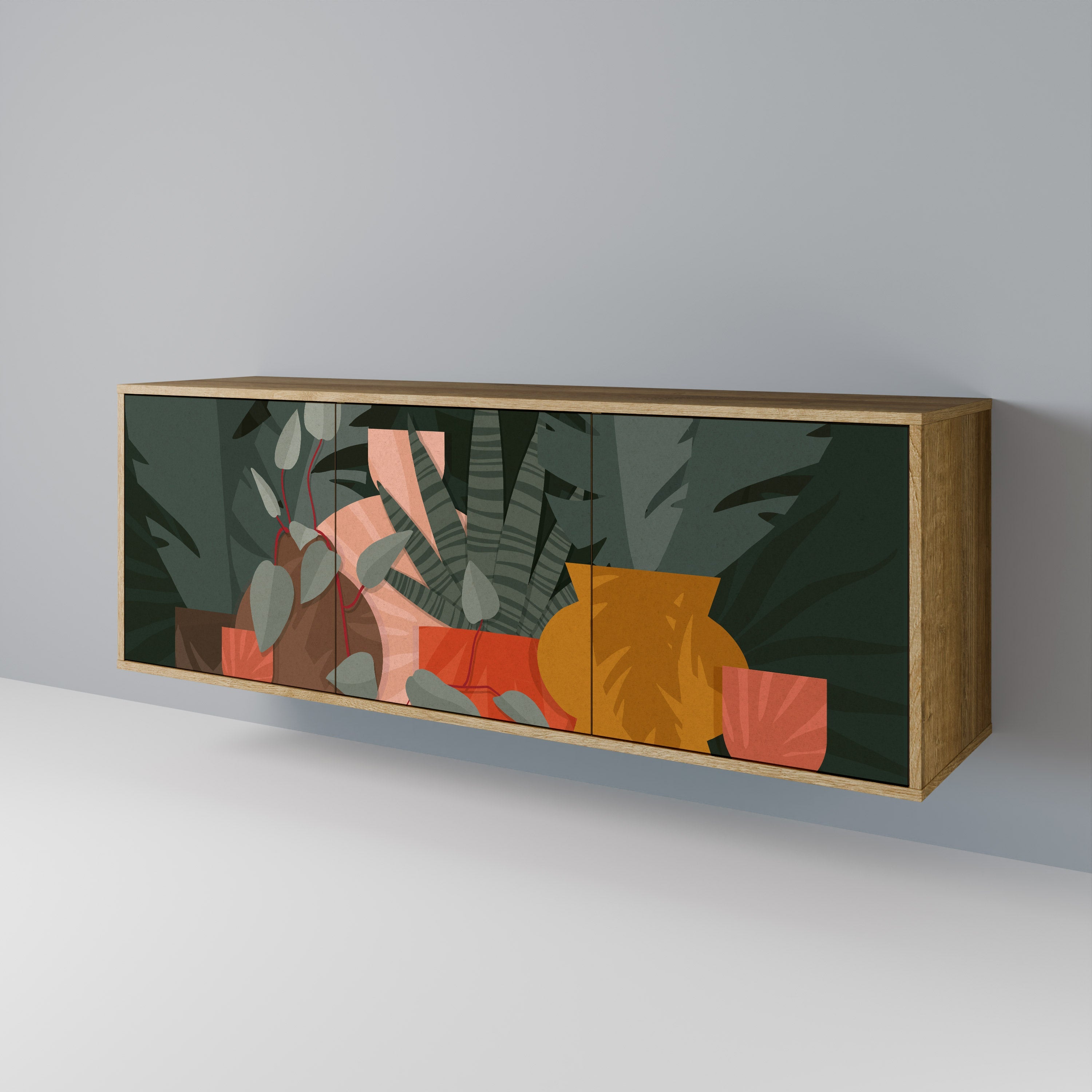 TROPICAL COMPOSITION 3-türiges Sideboard in Eichenoptik