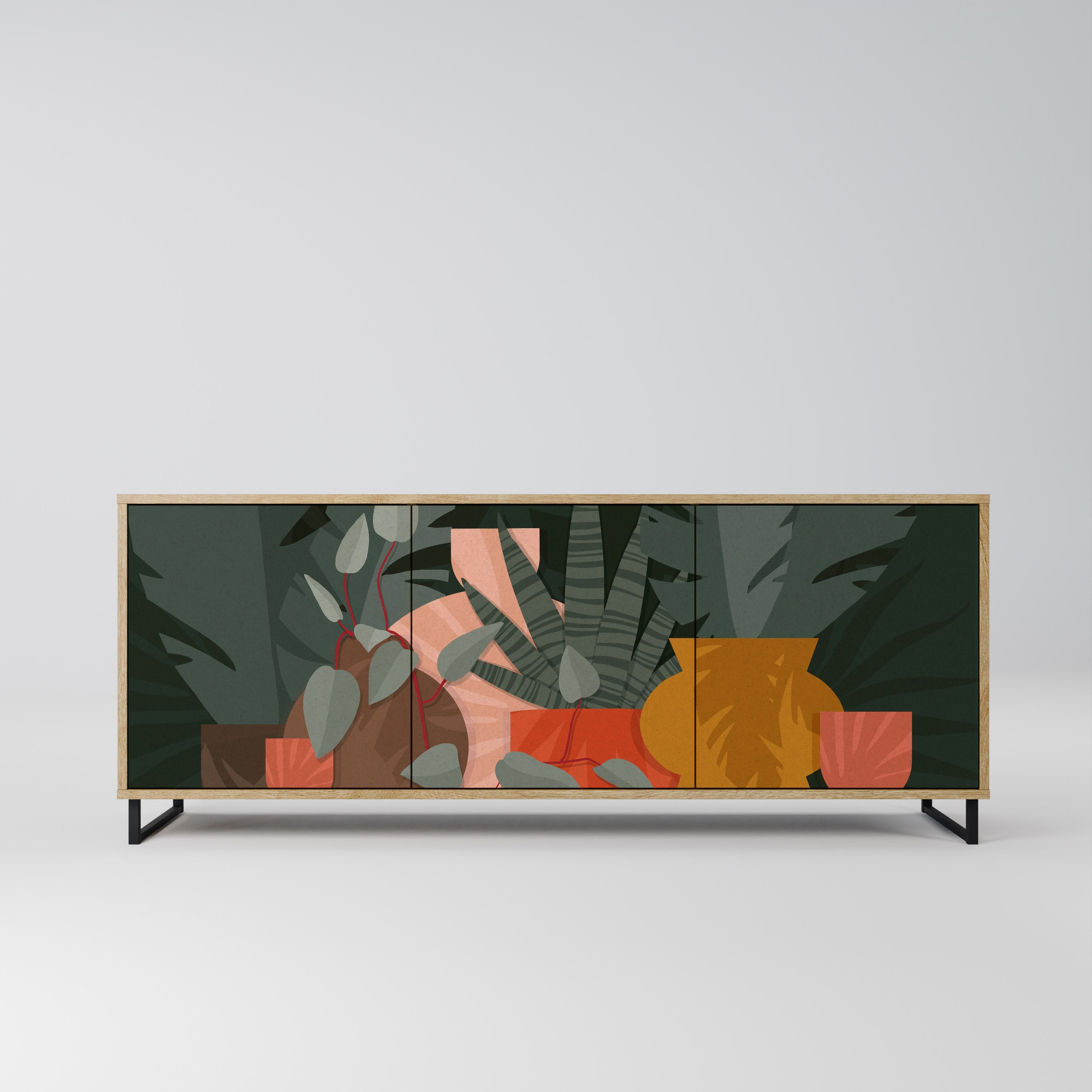TROPICAL COMPOSITION 3-türiges Sideboard in Eichenoptik
