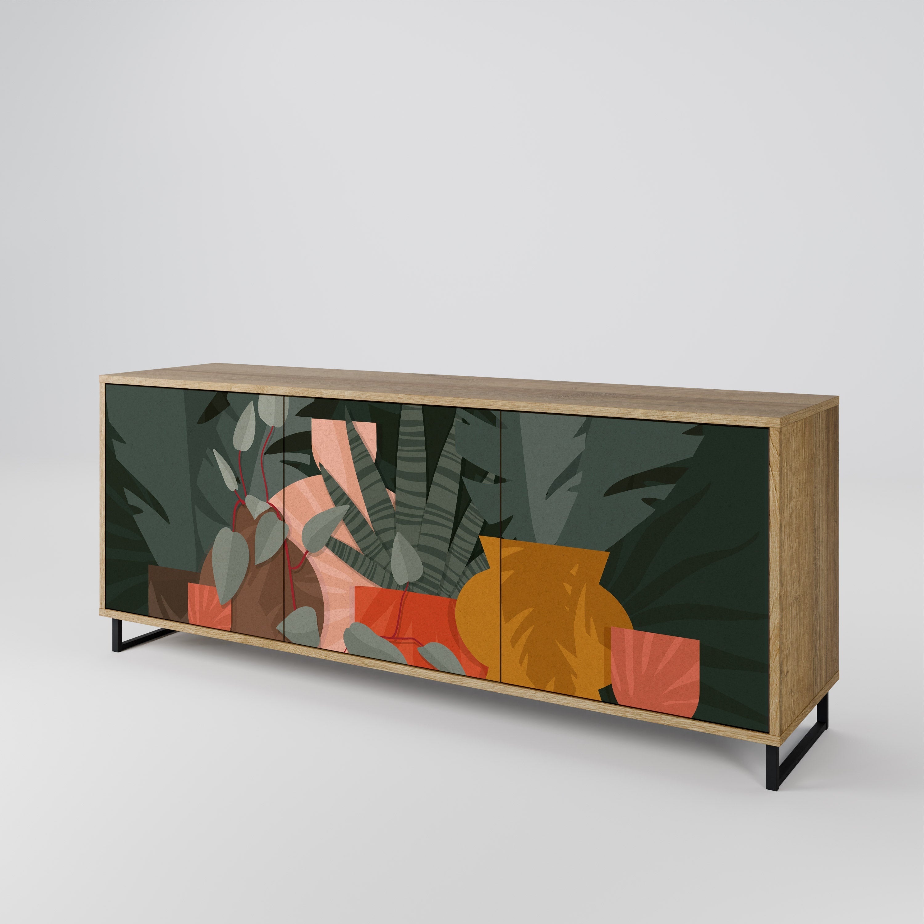 TROPICAL COMPOSITION 3-türiges Sideboard in Eichenoptik