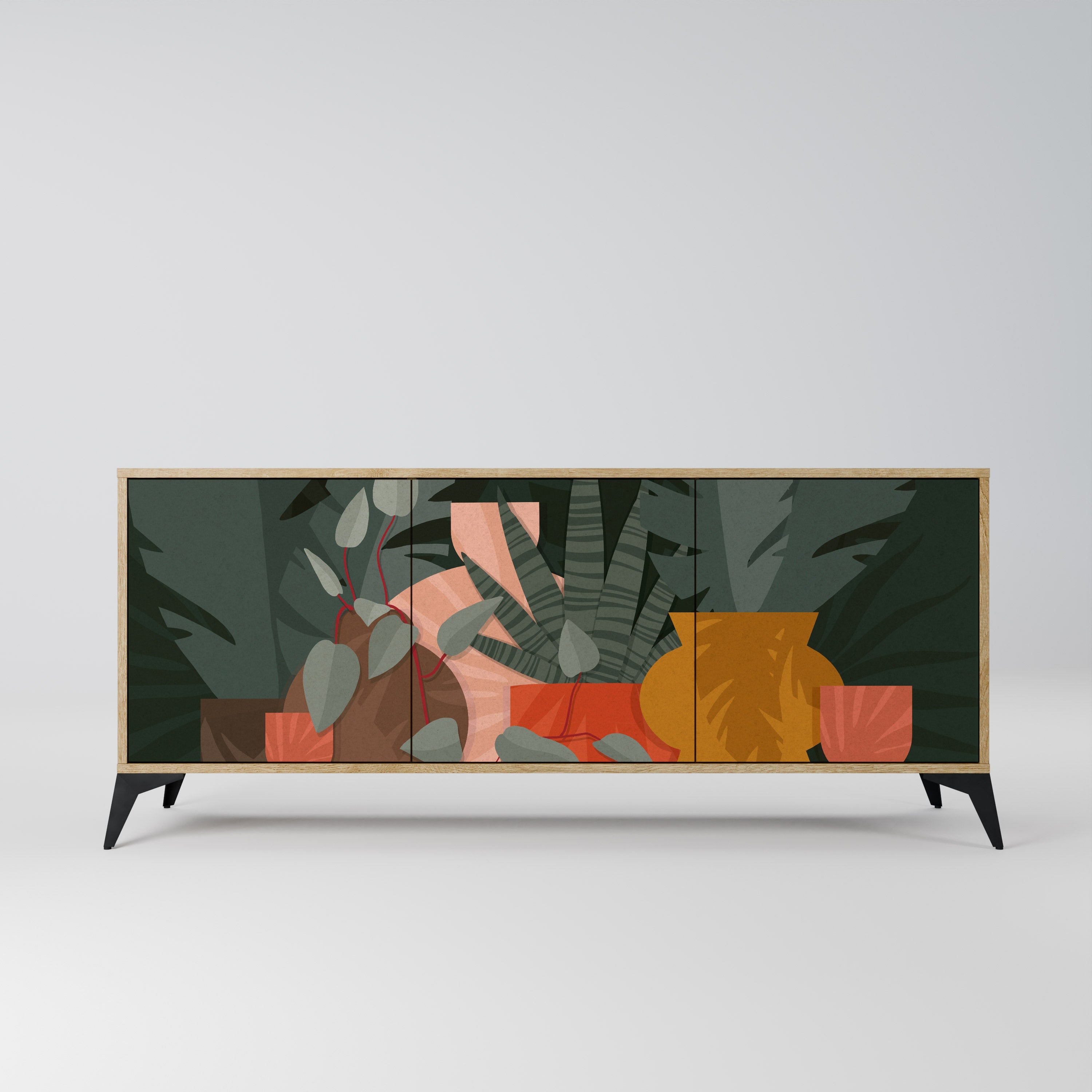 TROPICAL COMPOSITION 3-türiges Sideboard in Eichenoptik